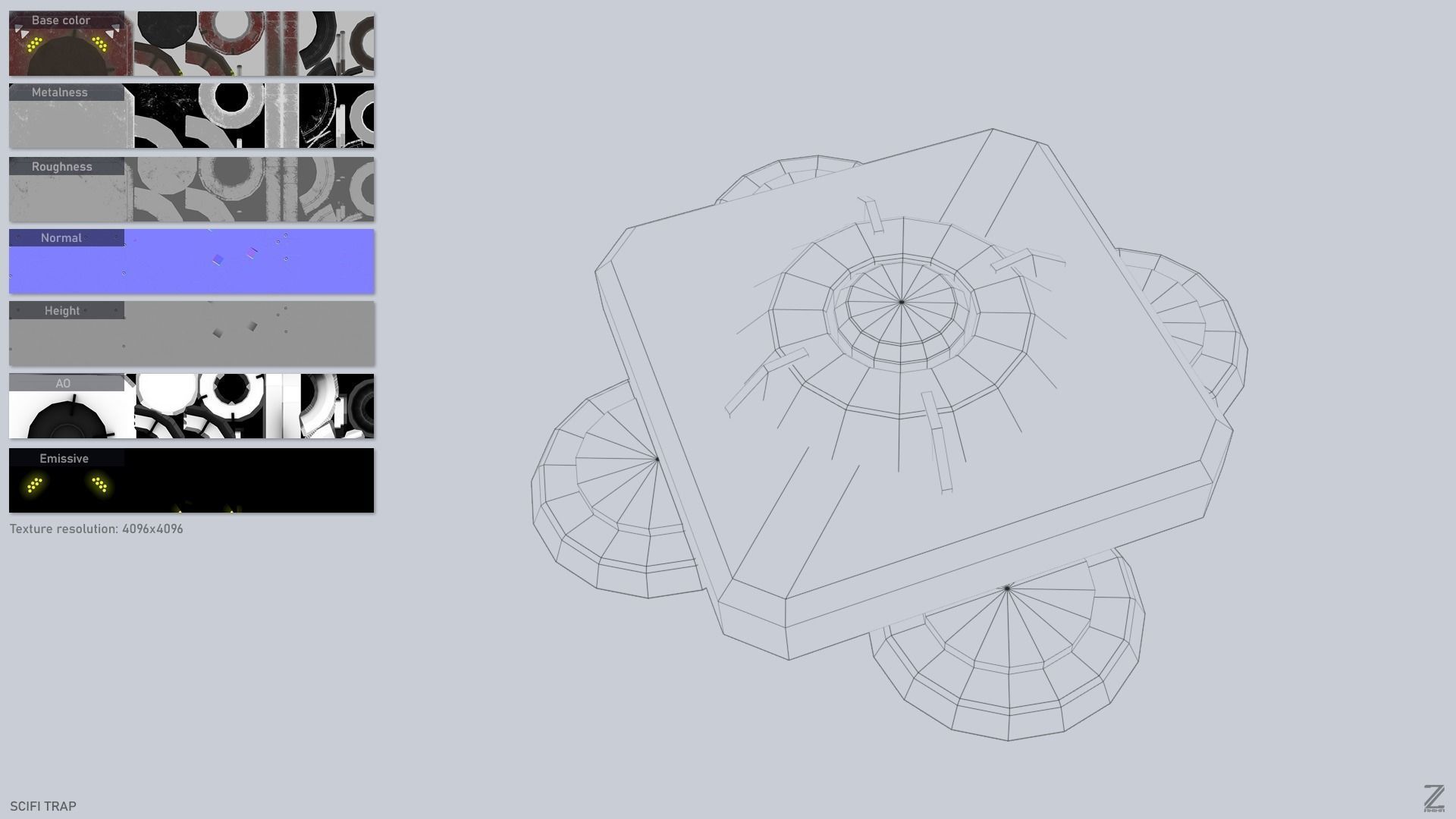 Sci fi trap Low-poly 3D model_3