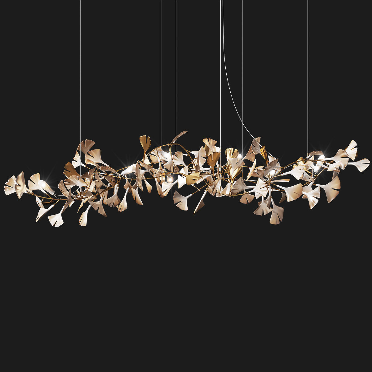 Porcelain Chandelier Ginkgo Bespoke 3D model_1