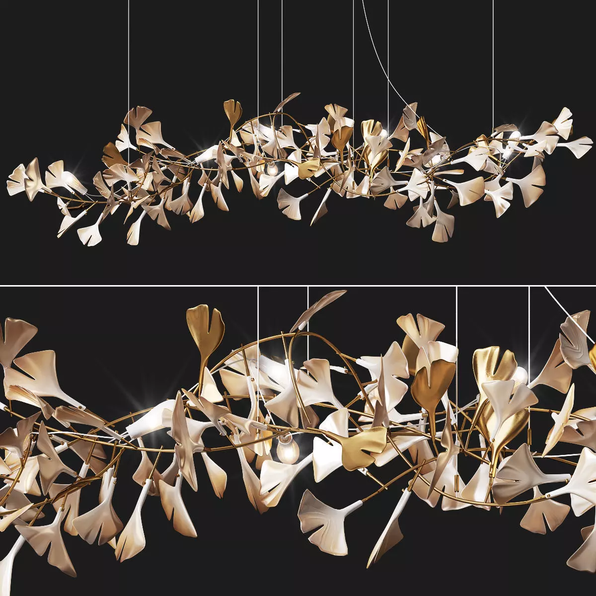 Porcelain Chandelier Ginkgo Bespoke 3D model_0