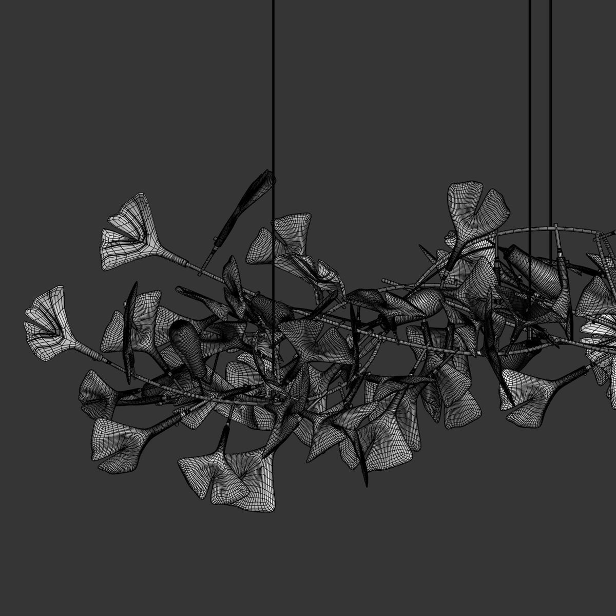 Porcelain Chandelier Ginkgo Bespoke 3D model_2