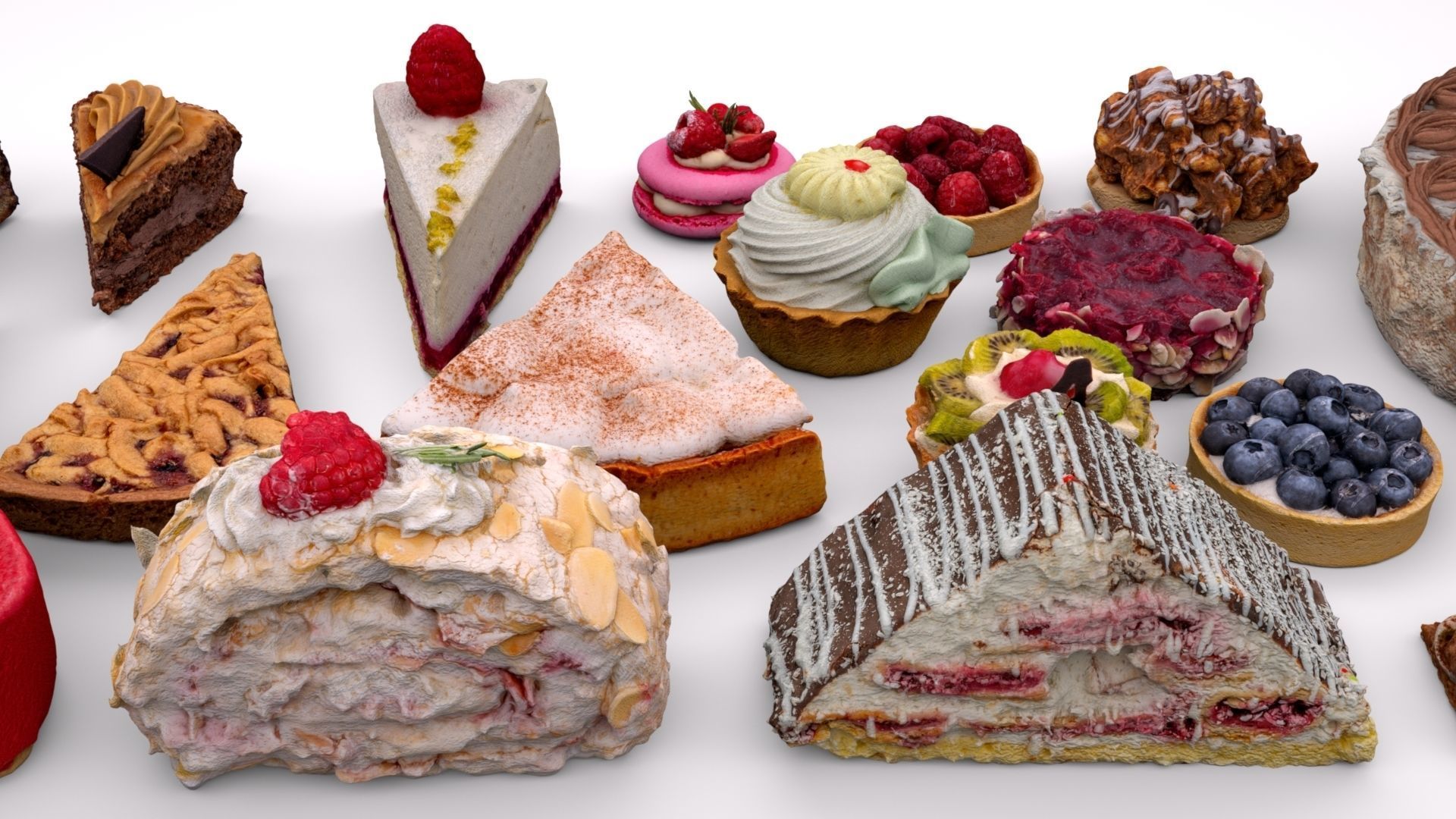 Cake dessert 19 items collection 3D model_9