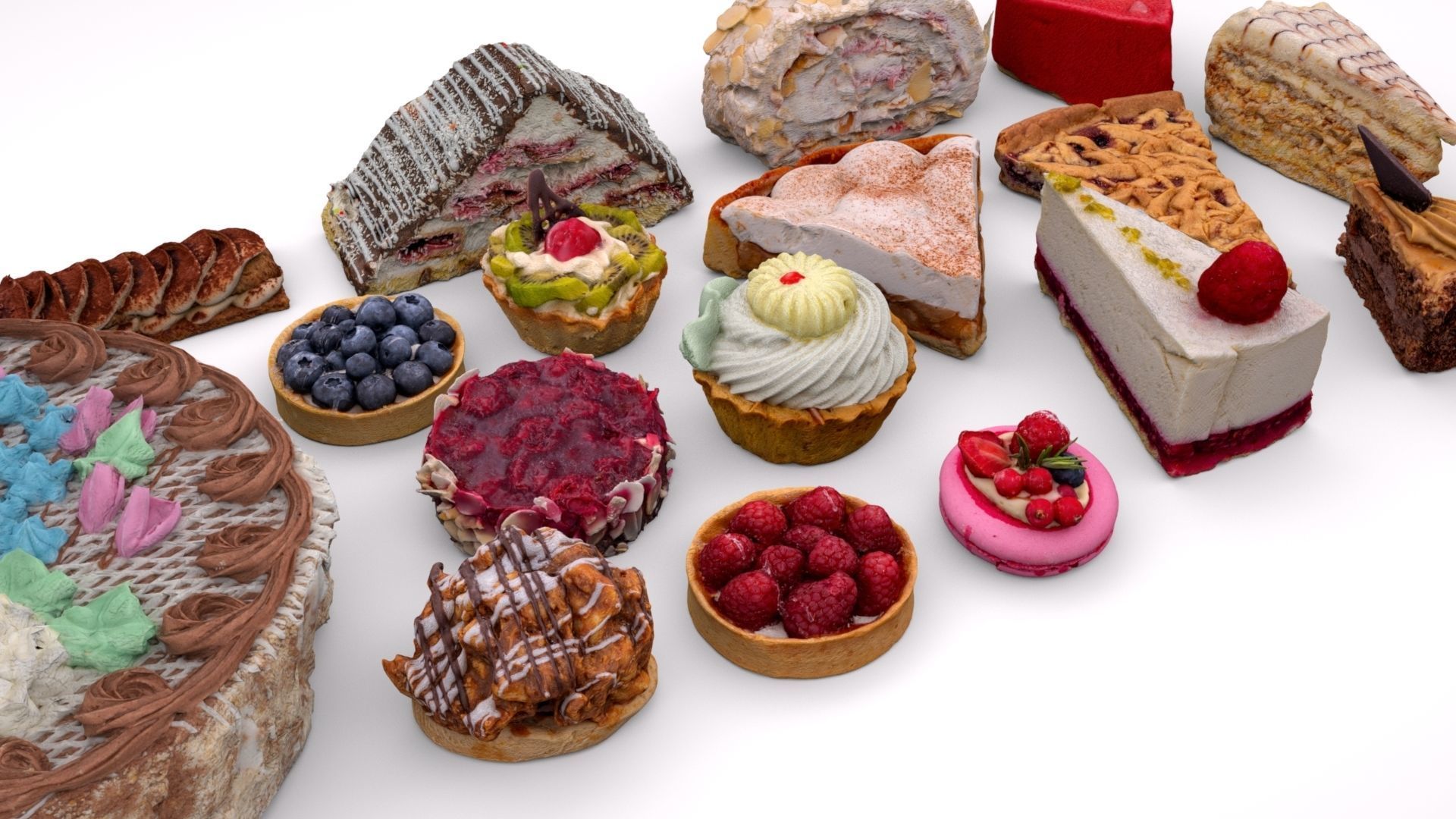 Cake dessert 19 items collection 3D model_3