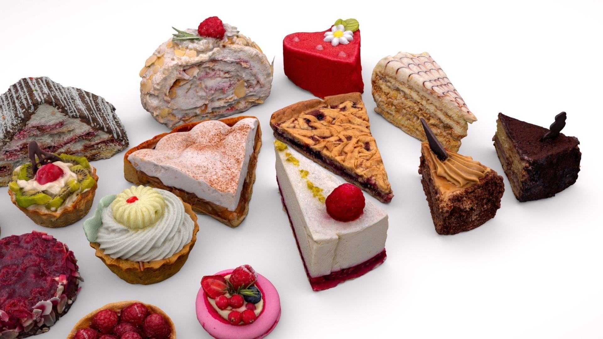 Cake dessert 19 items collection 3D model_4