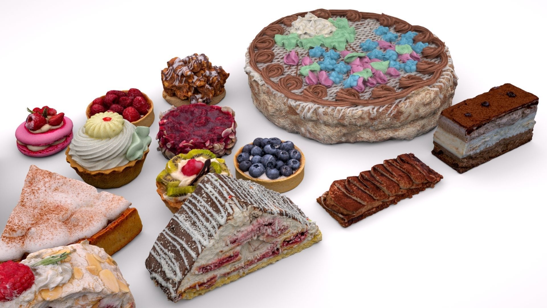 Cake dessert 19 items collection 3D model_6