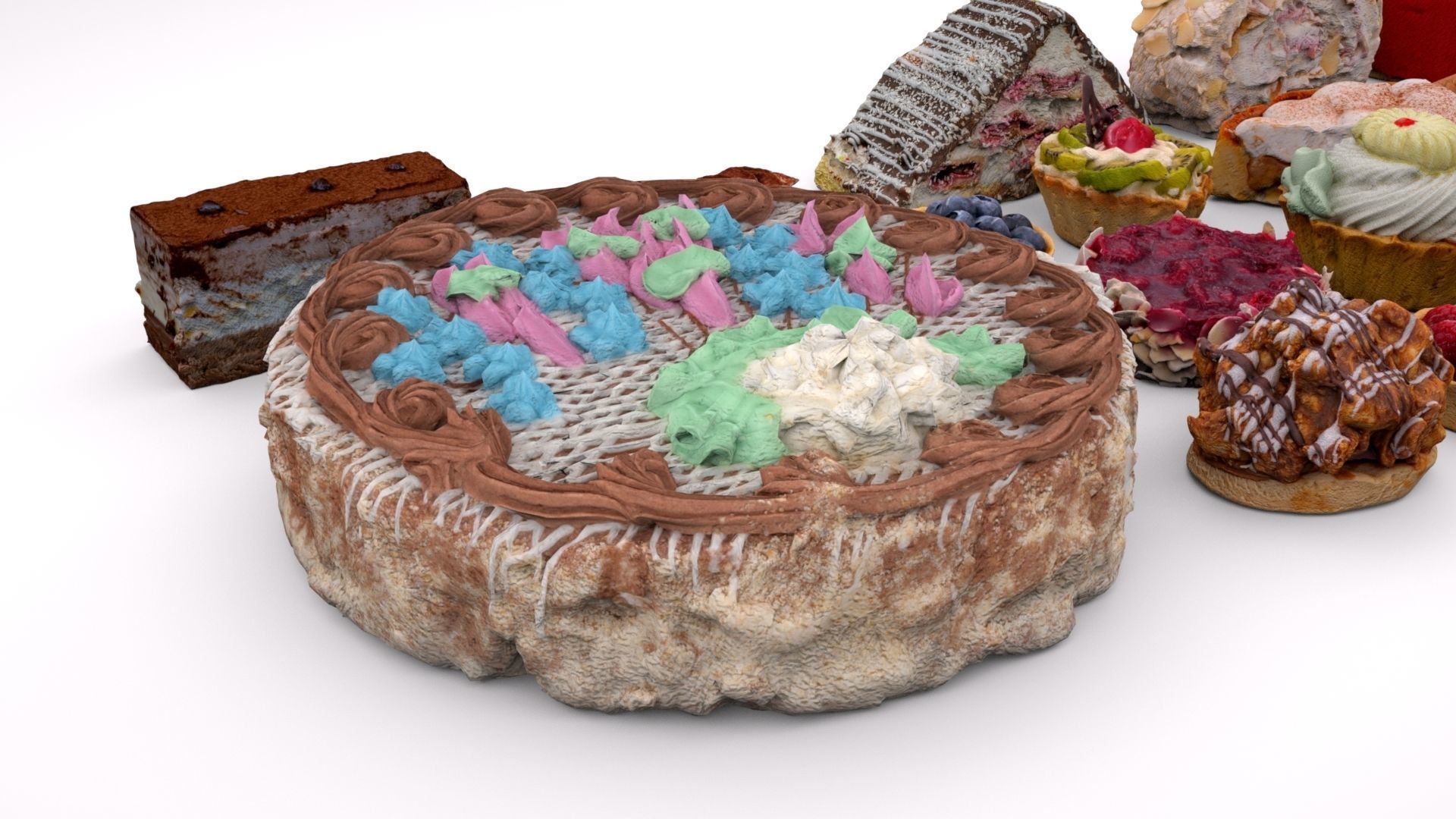 Cake dessert 19 items collection 3D model_2