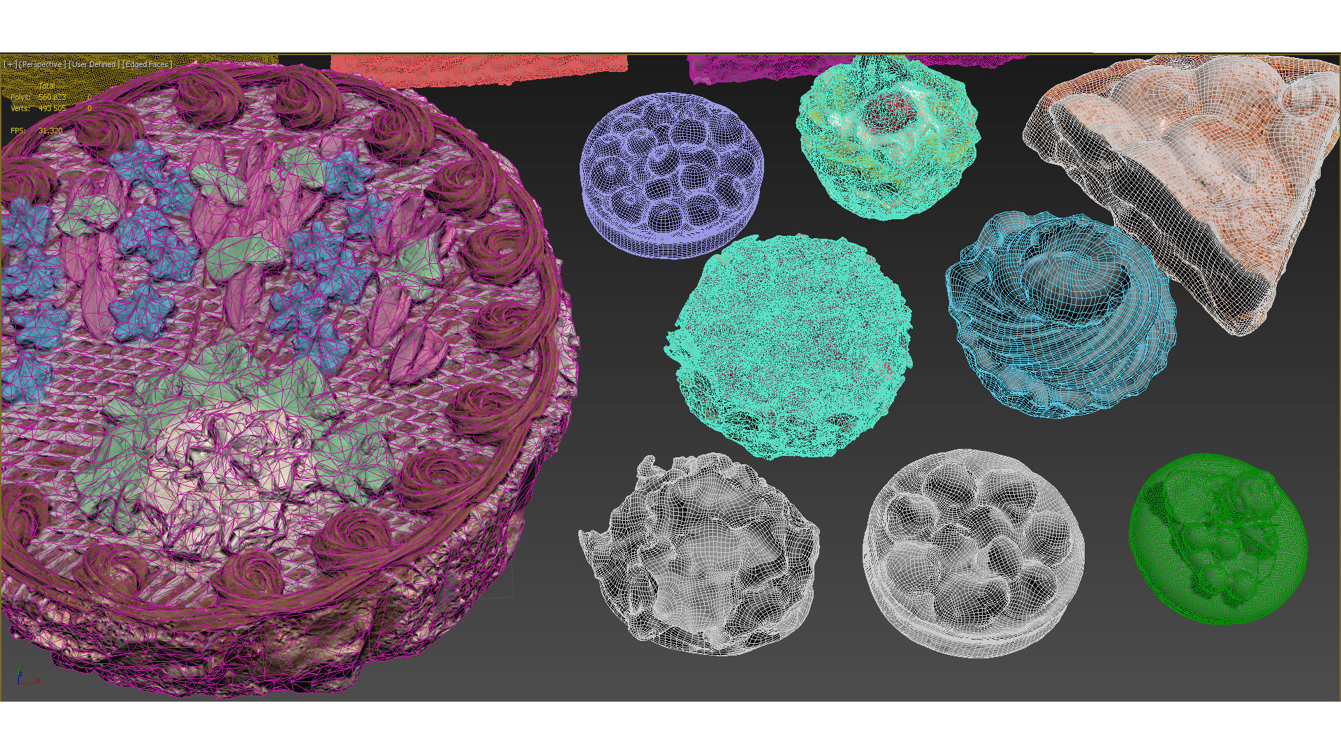 Cake dessert 19 items collection 3D model_16