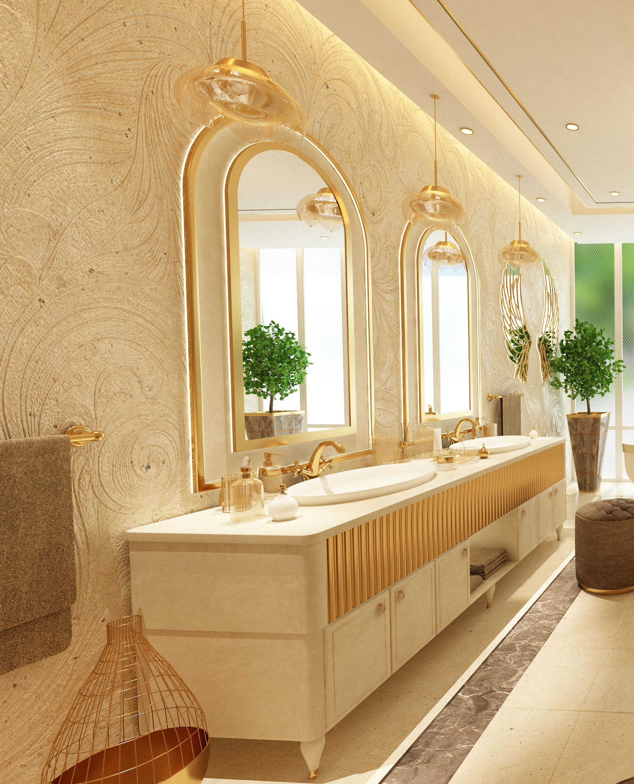 Luxury Elegant Bathroom Interior Design 3D model_6
