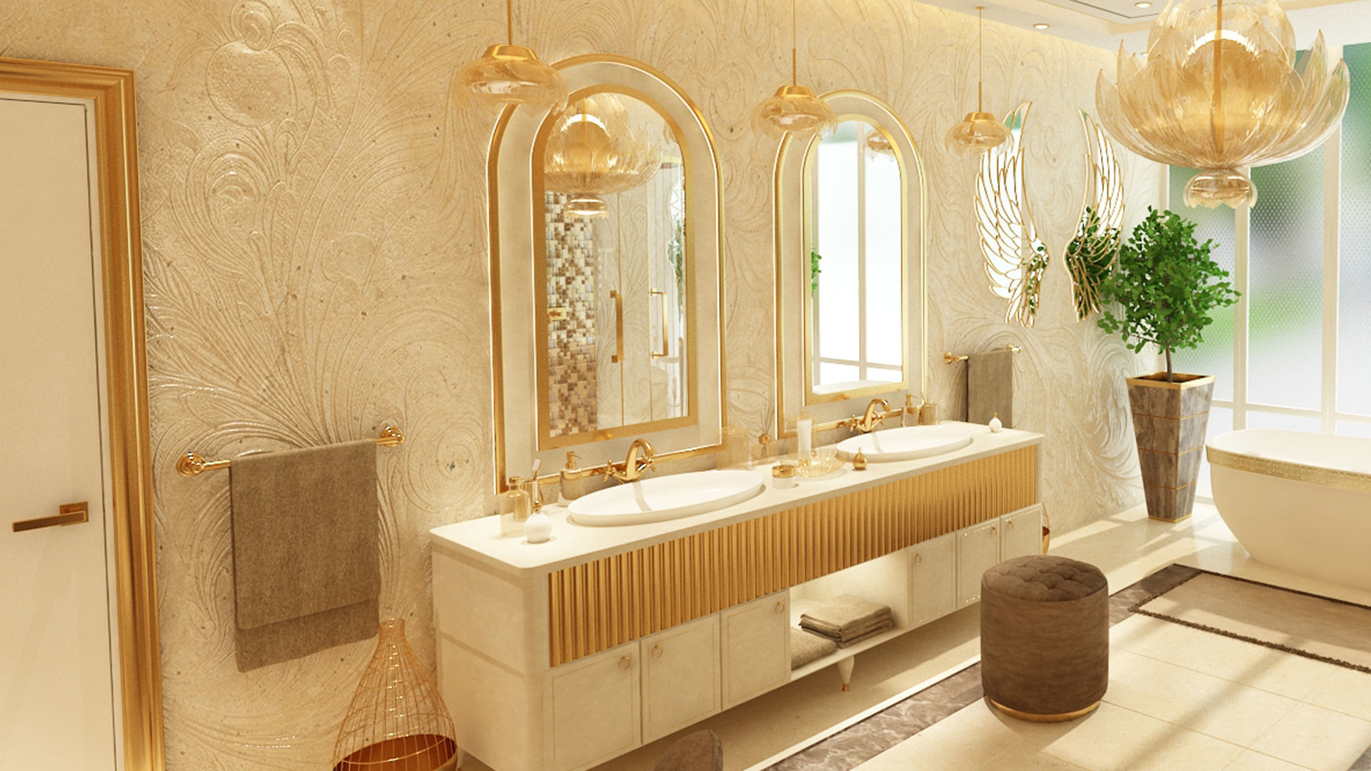 Luxury Elegant Bathroom Interior Design 3D model_13