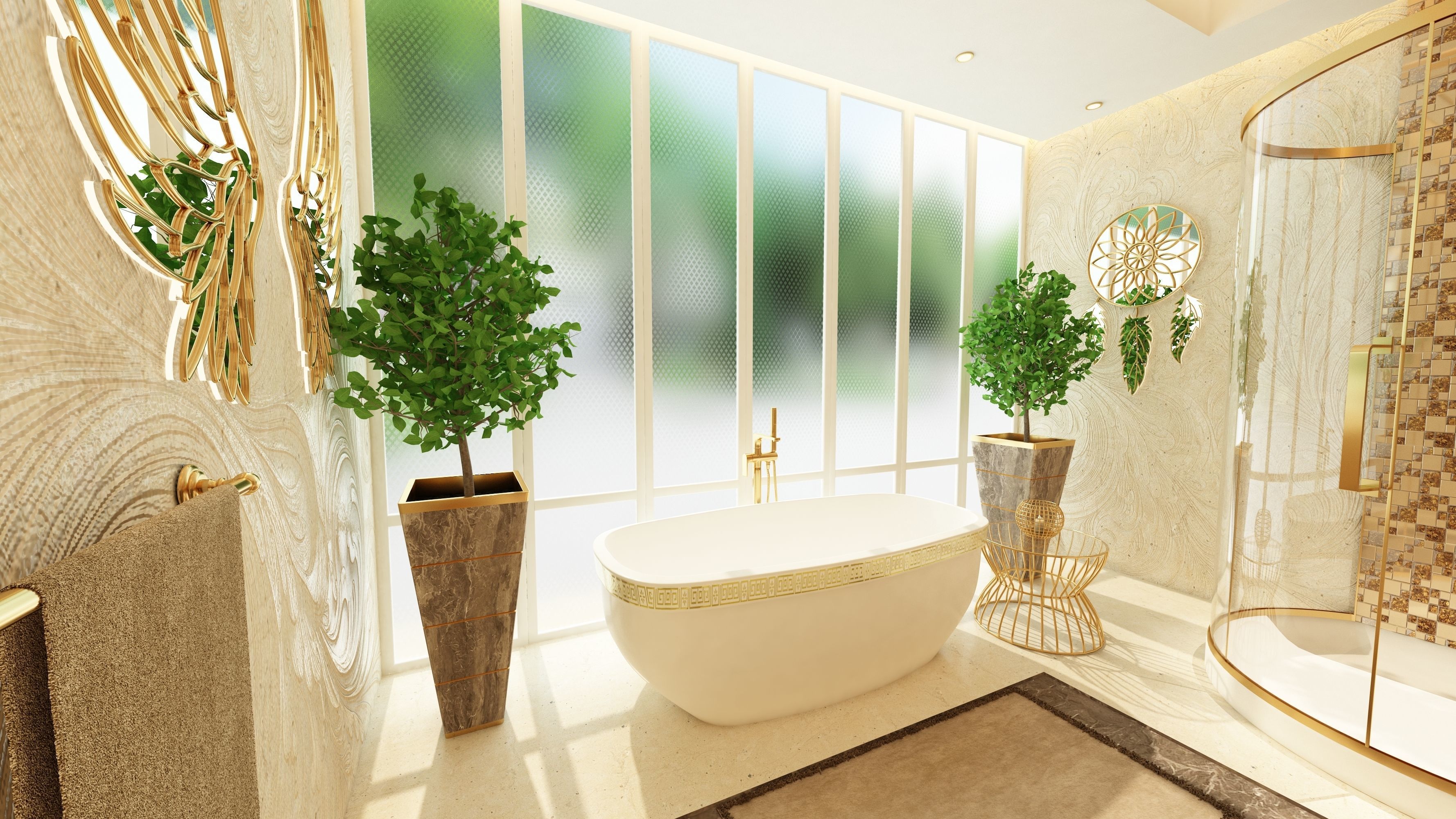 Luxury Elegant Bathroom Interior Design 3D model_2