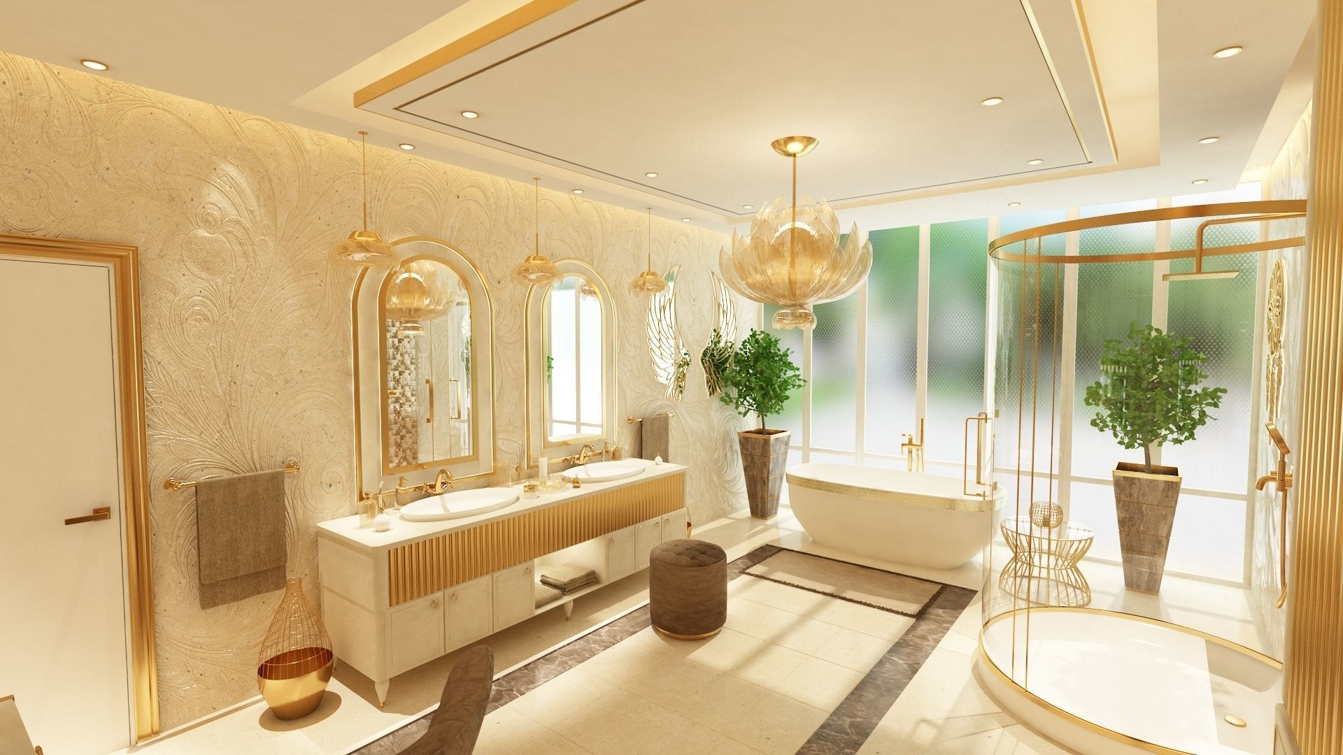 Luxury Elegant Bathroom Interior Design 3D model_7