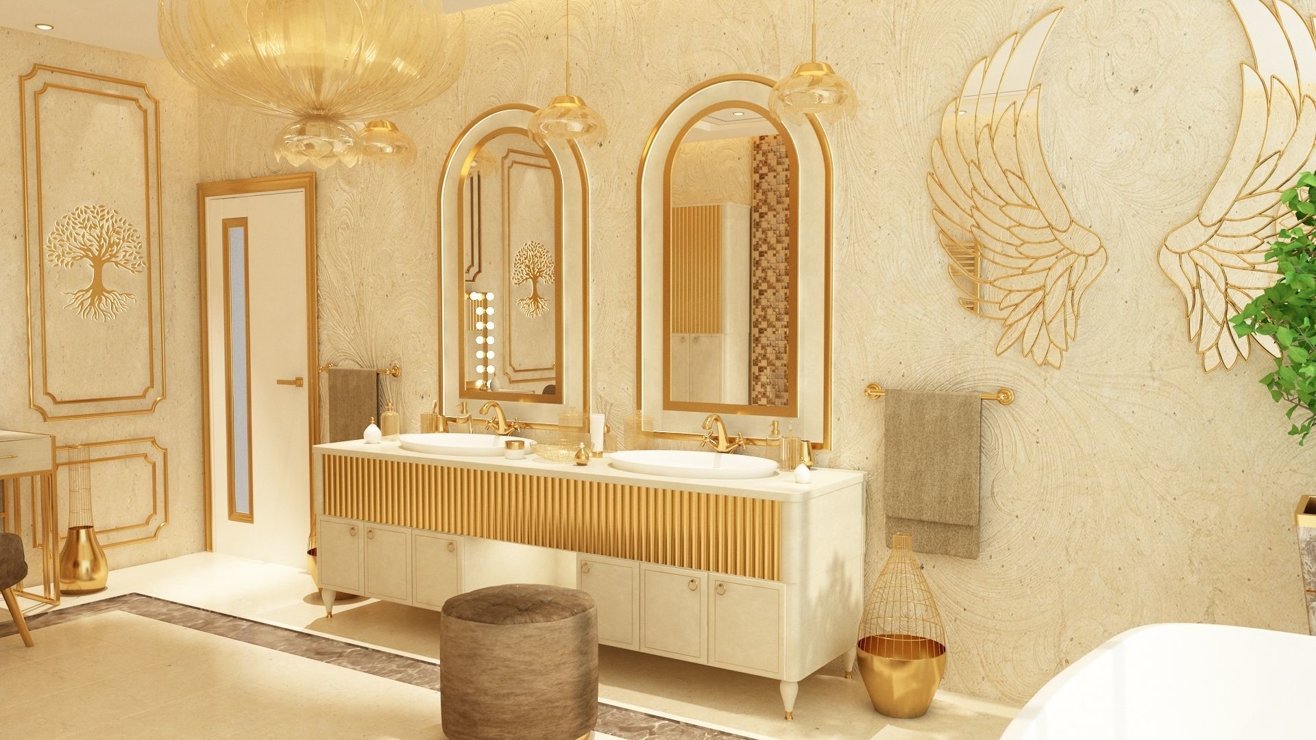 Luxury Elegant Bathroom Interior Design 3D model_10