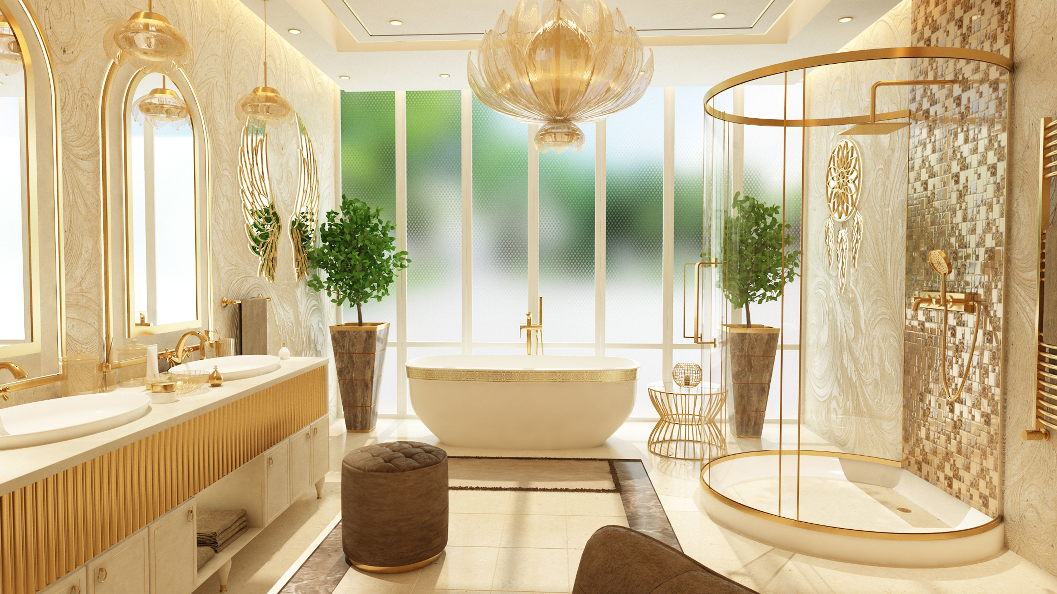 Luxury Elegant Bathroom Interior Design 3D model_4