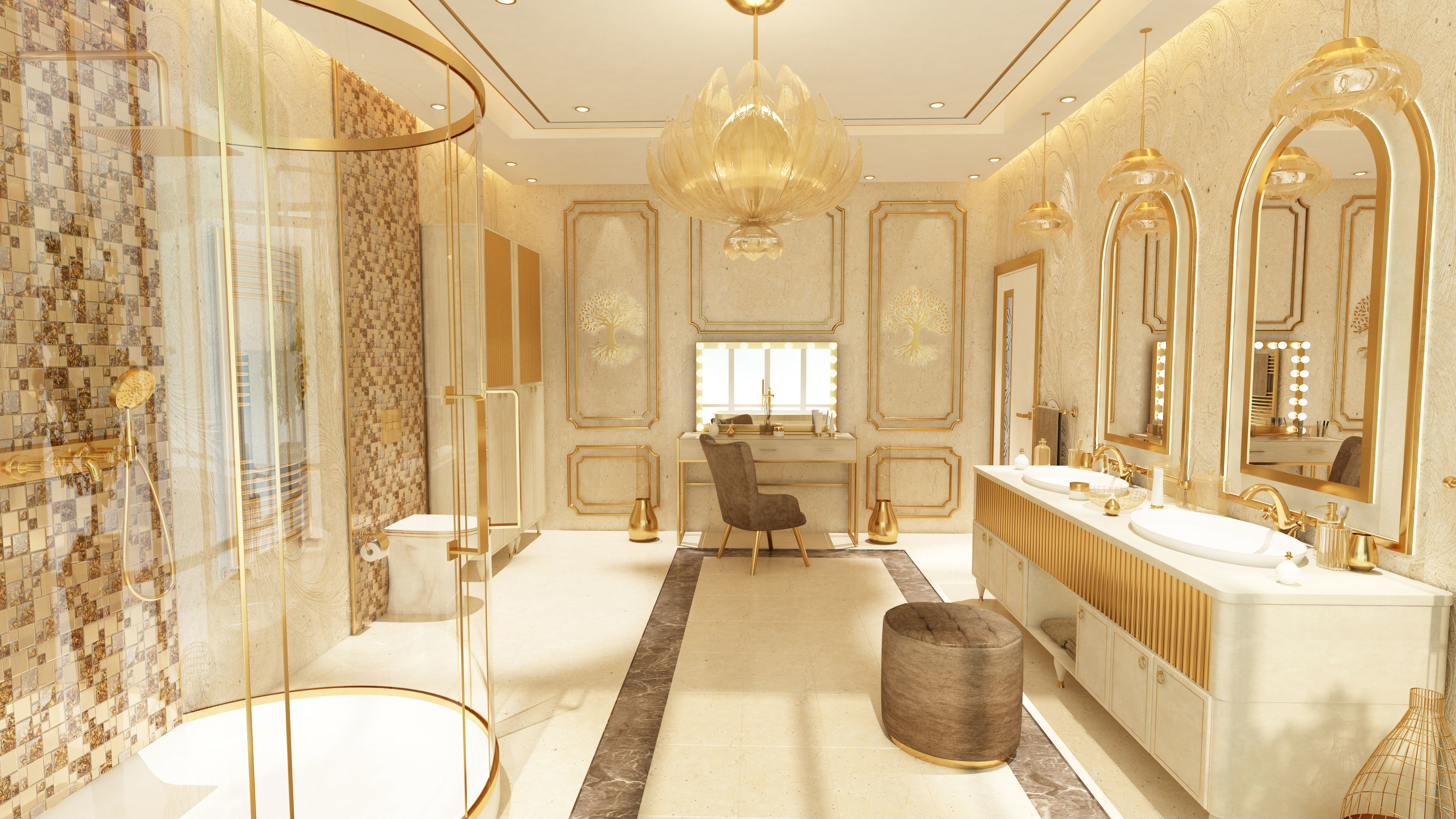 Luxury Elegant Bathroom Interior Design 3D model_1