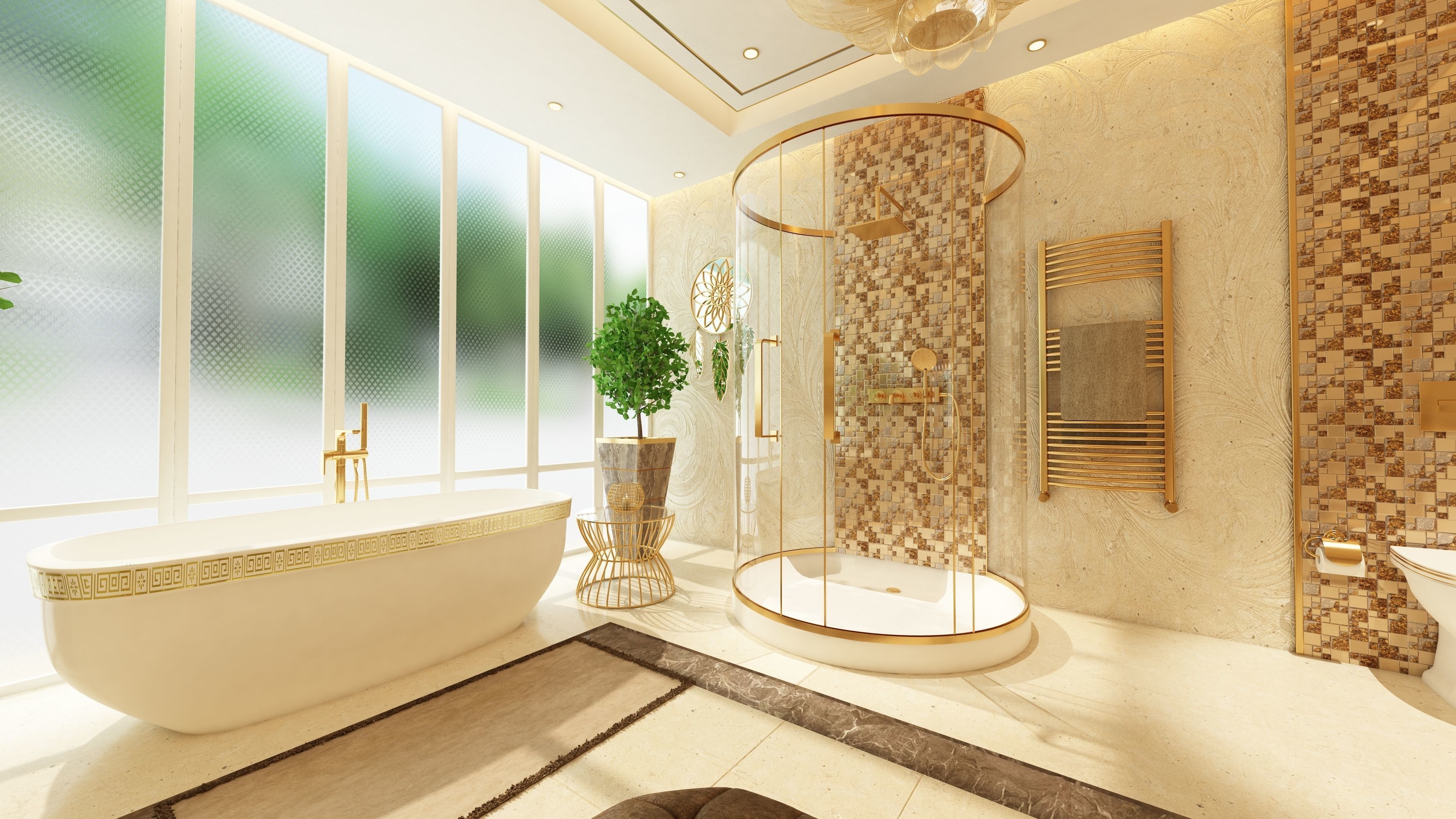 Luxury Elegant Bathroom Interior Design 3D model_3