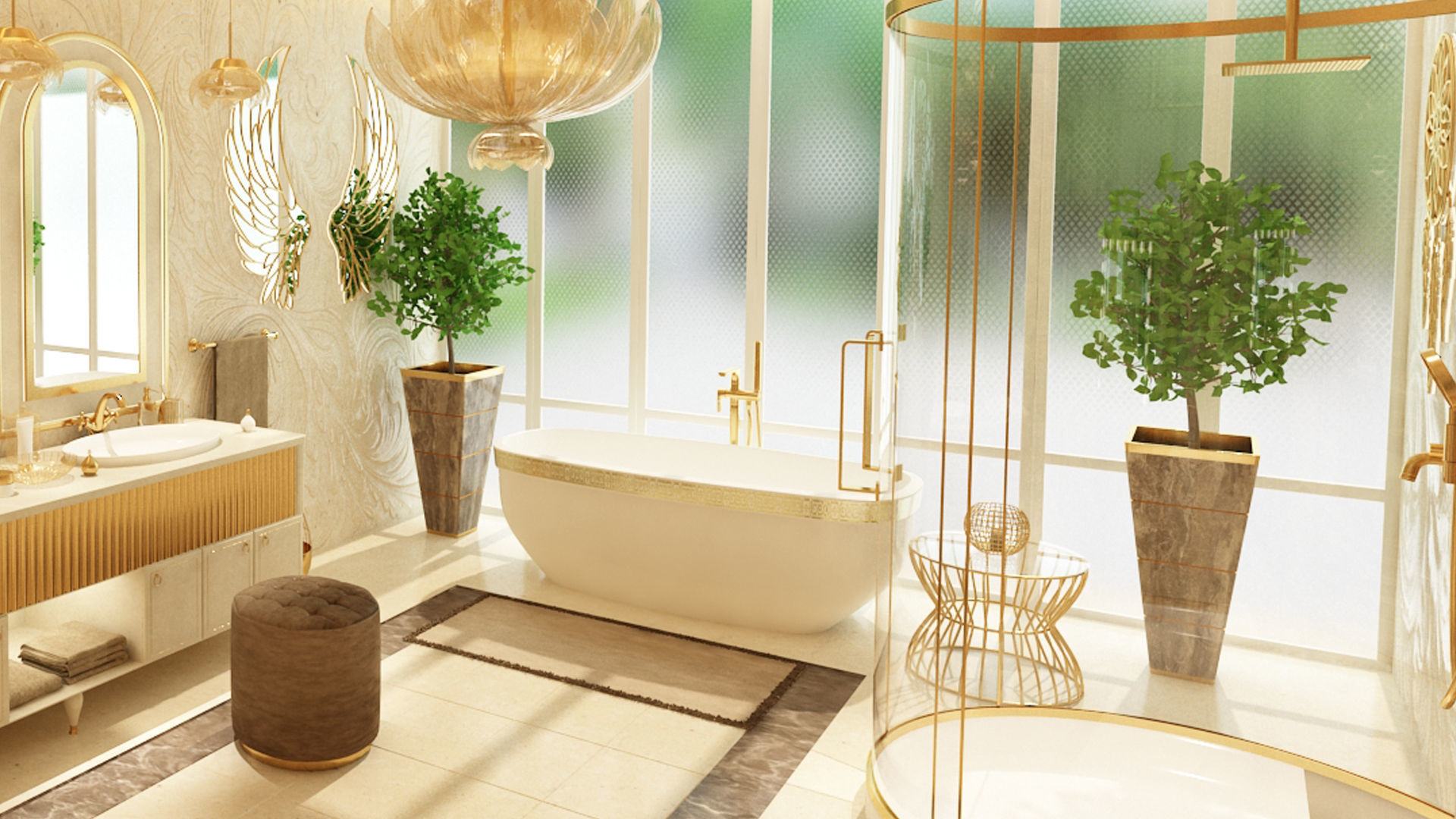 Luxury Elegant Bathroom Interior Design 3D model_15