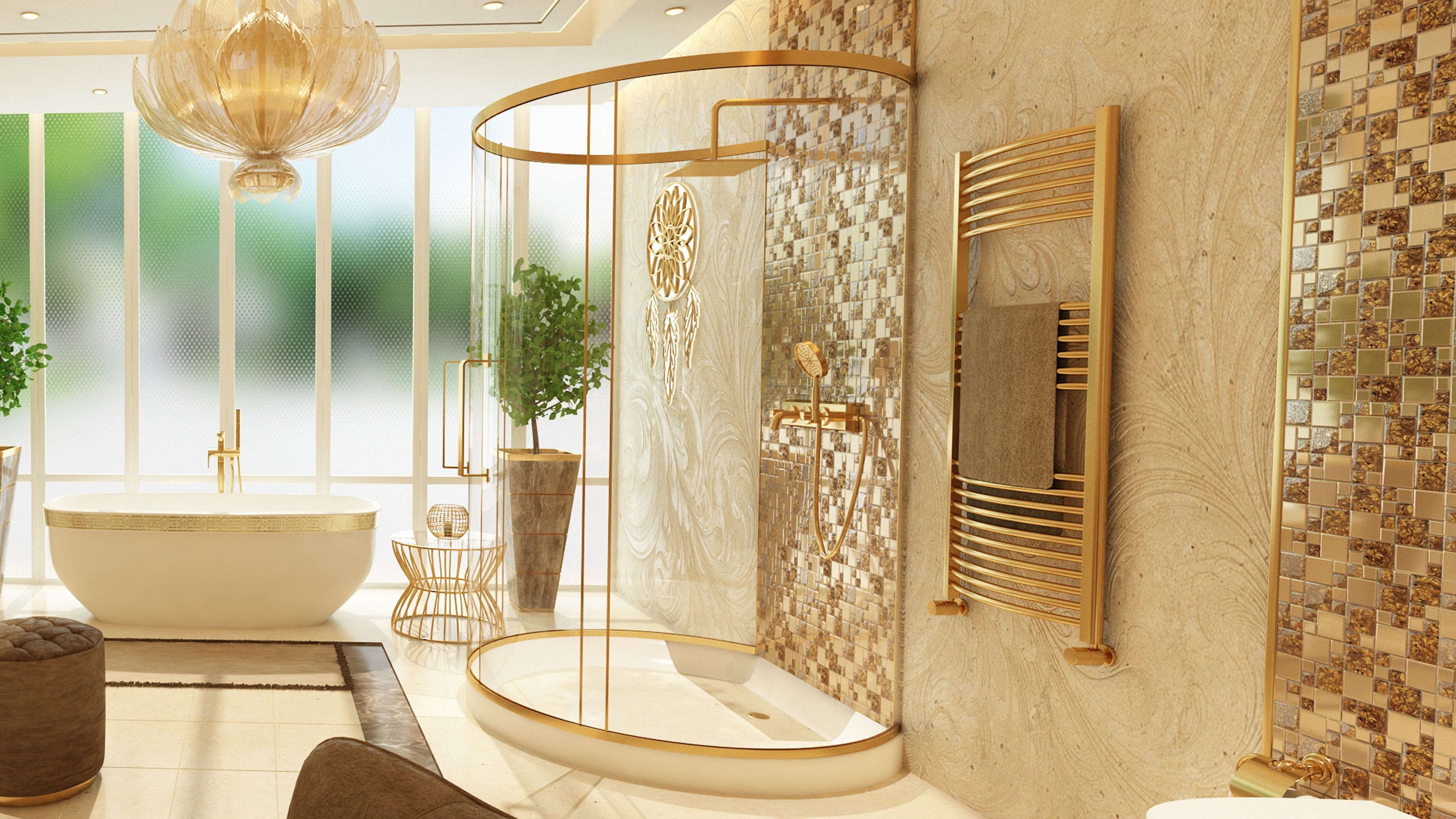 Luxury Elegant Bathroom Interior Design 3D model_5