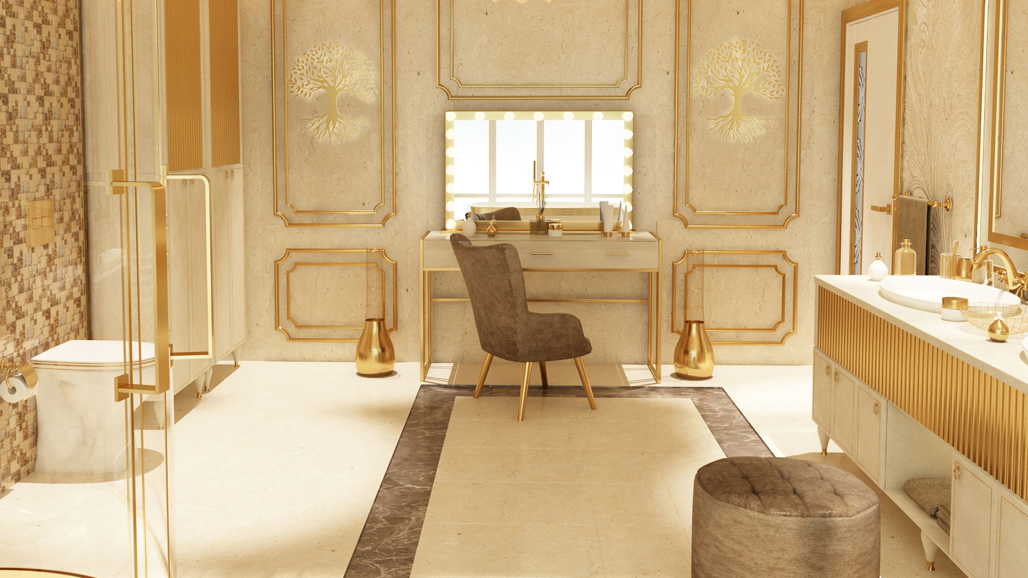 Luxury Elegant Bathroom Interior Design 3D model_8