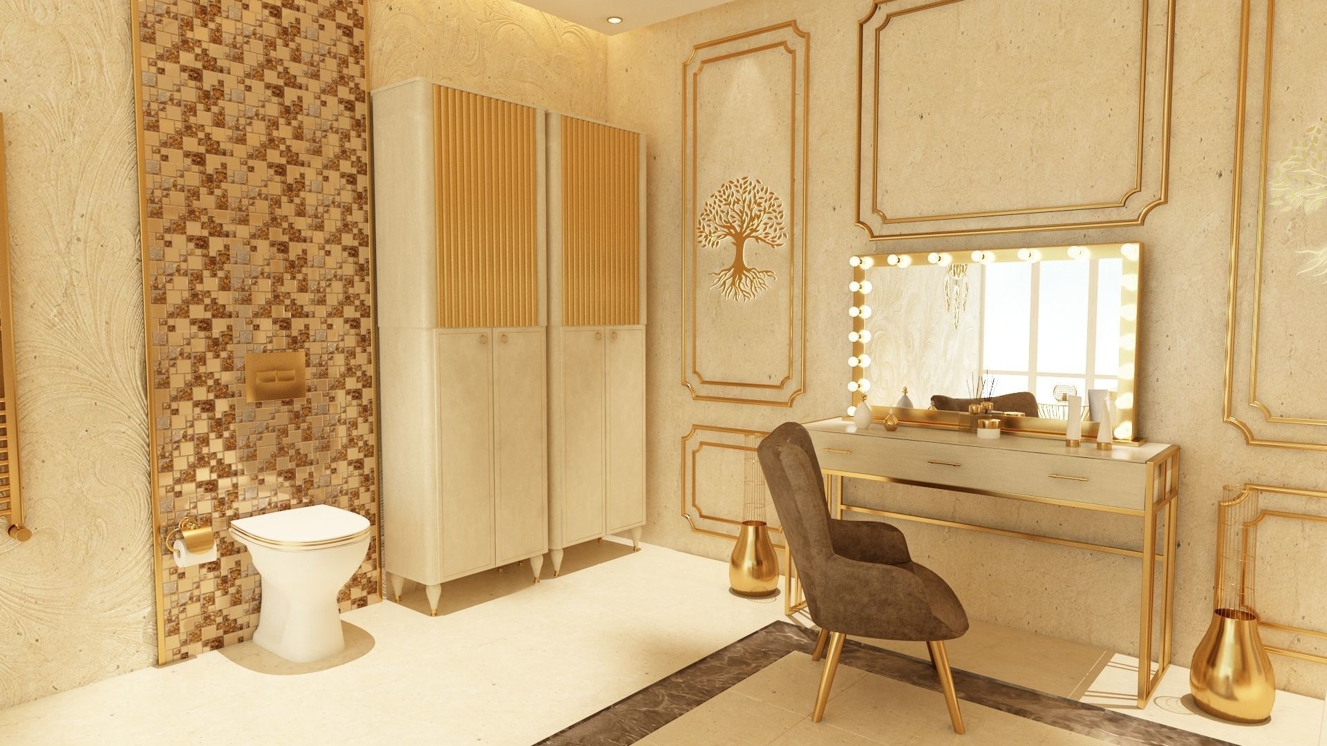 Luxury Elegant Bathroom Interior Design 3D model_12