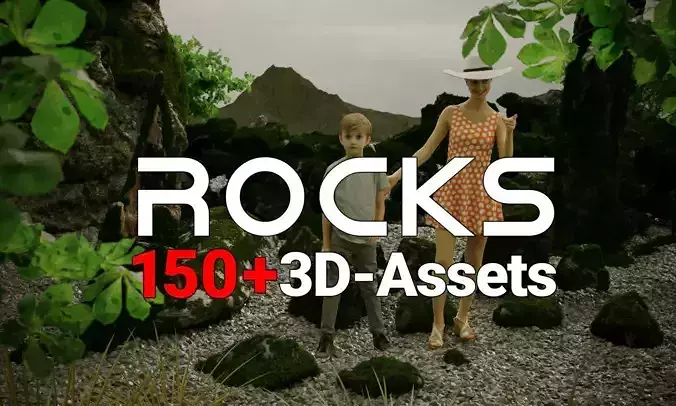 Massive Pebble and Boulder and Sharp Rock Set 3D Model Collection