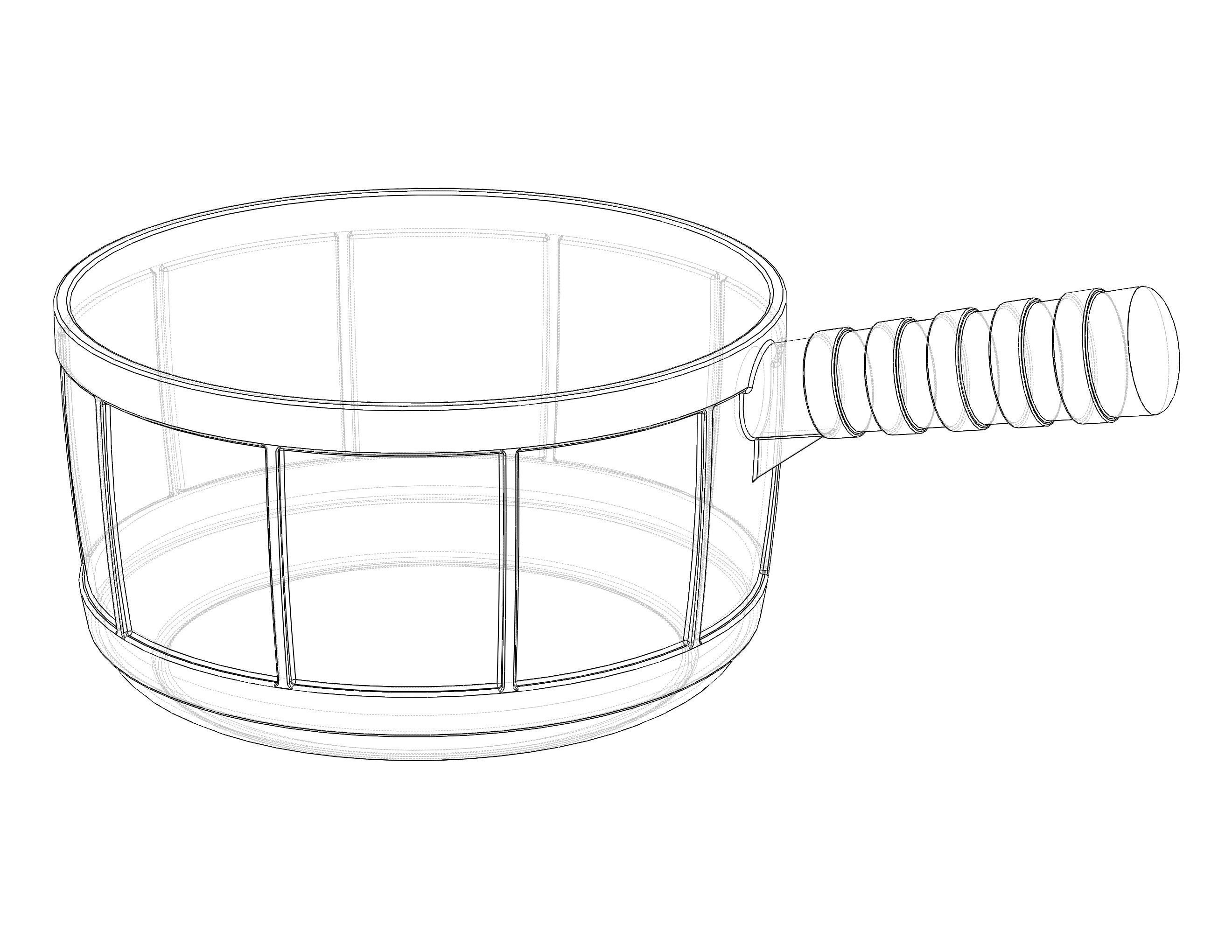 Plastic Round Dipper 1L 3D print model_3
