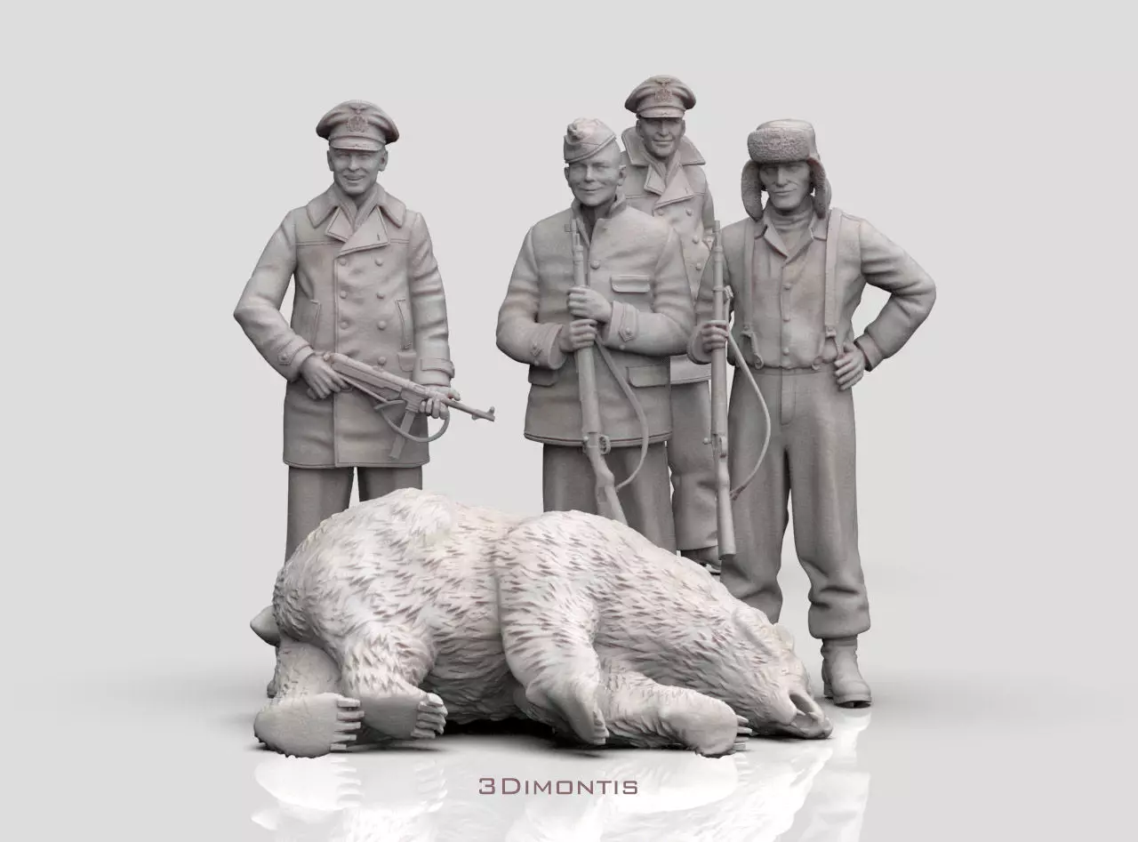 GERMAN sailors and polar bear 3D print model_0
