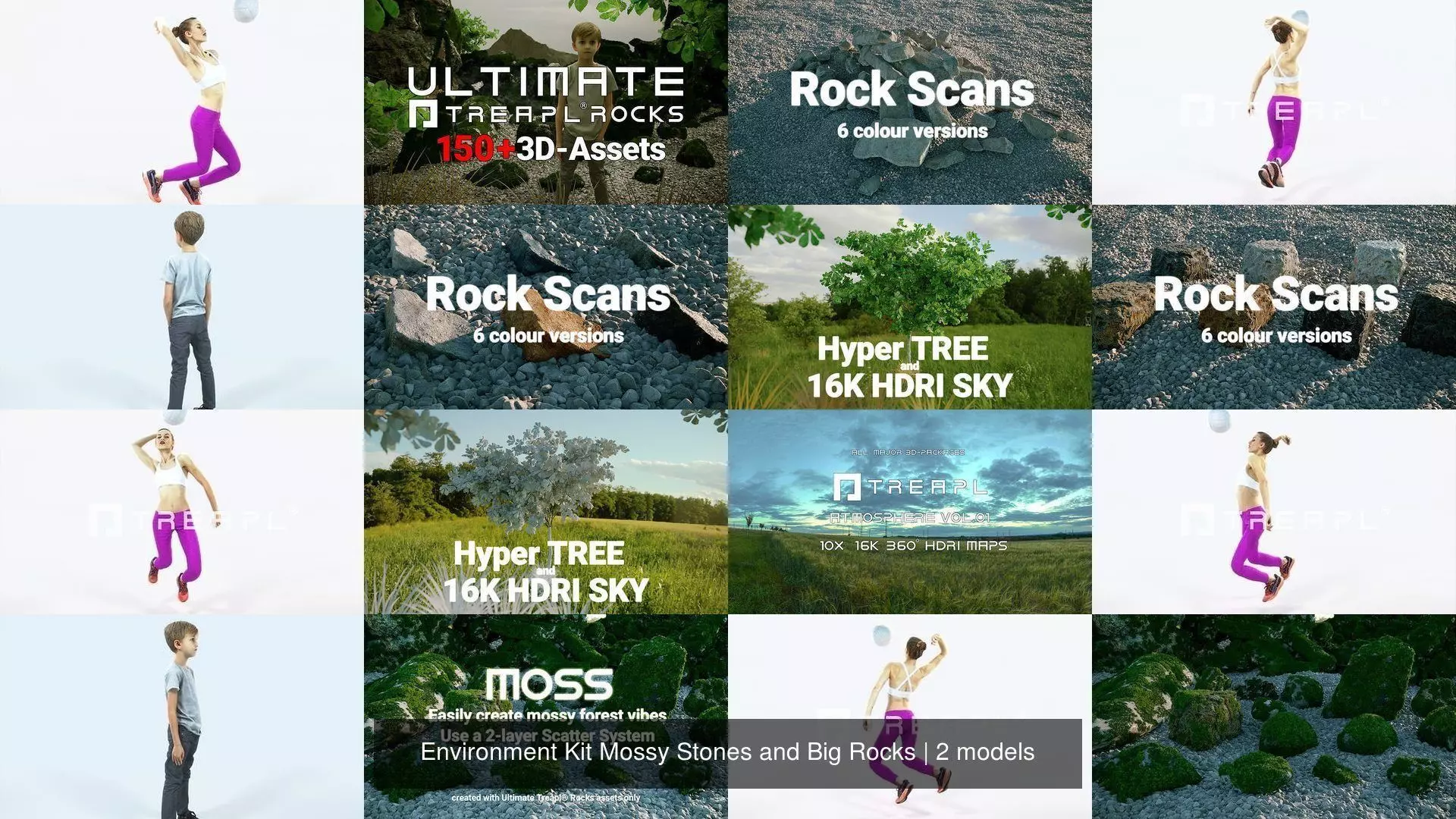 Environment Kit Mossy Stones and Big Rocks 3D Model Collection_2