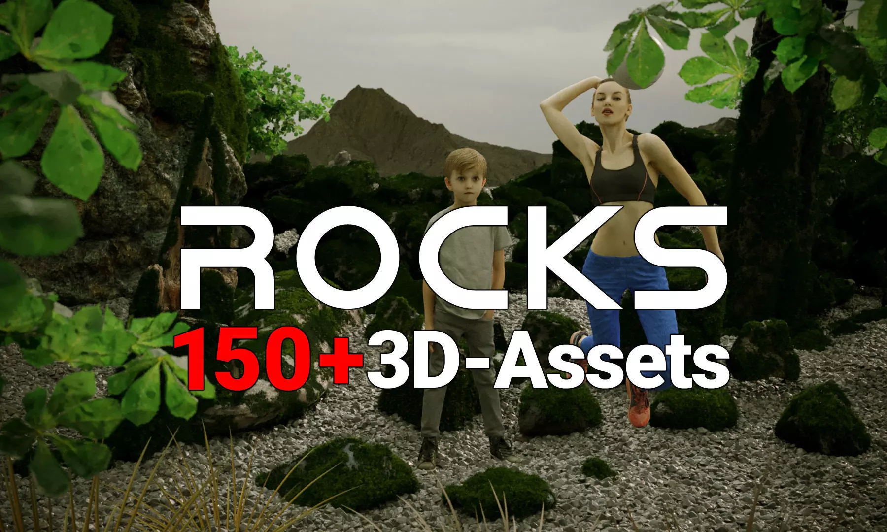 Environment Kit Mossy Stones and Big Rocks 3D Model Collection_0