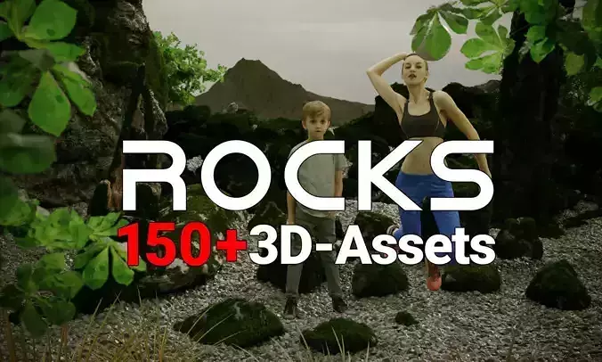 Environment Kit Mossy Stones and Big Rocks 3D Model Collection