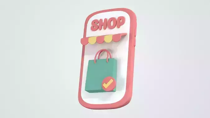 Smartphone Shopping Application 3D Icon