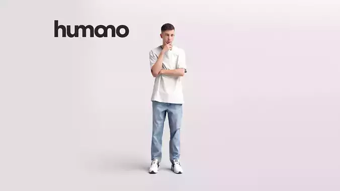 Humano standing and looking young asian man - casual -036-2012