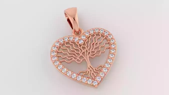 3dm and stl heart tree pendant printable jewelry model