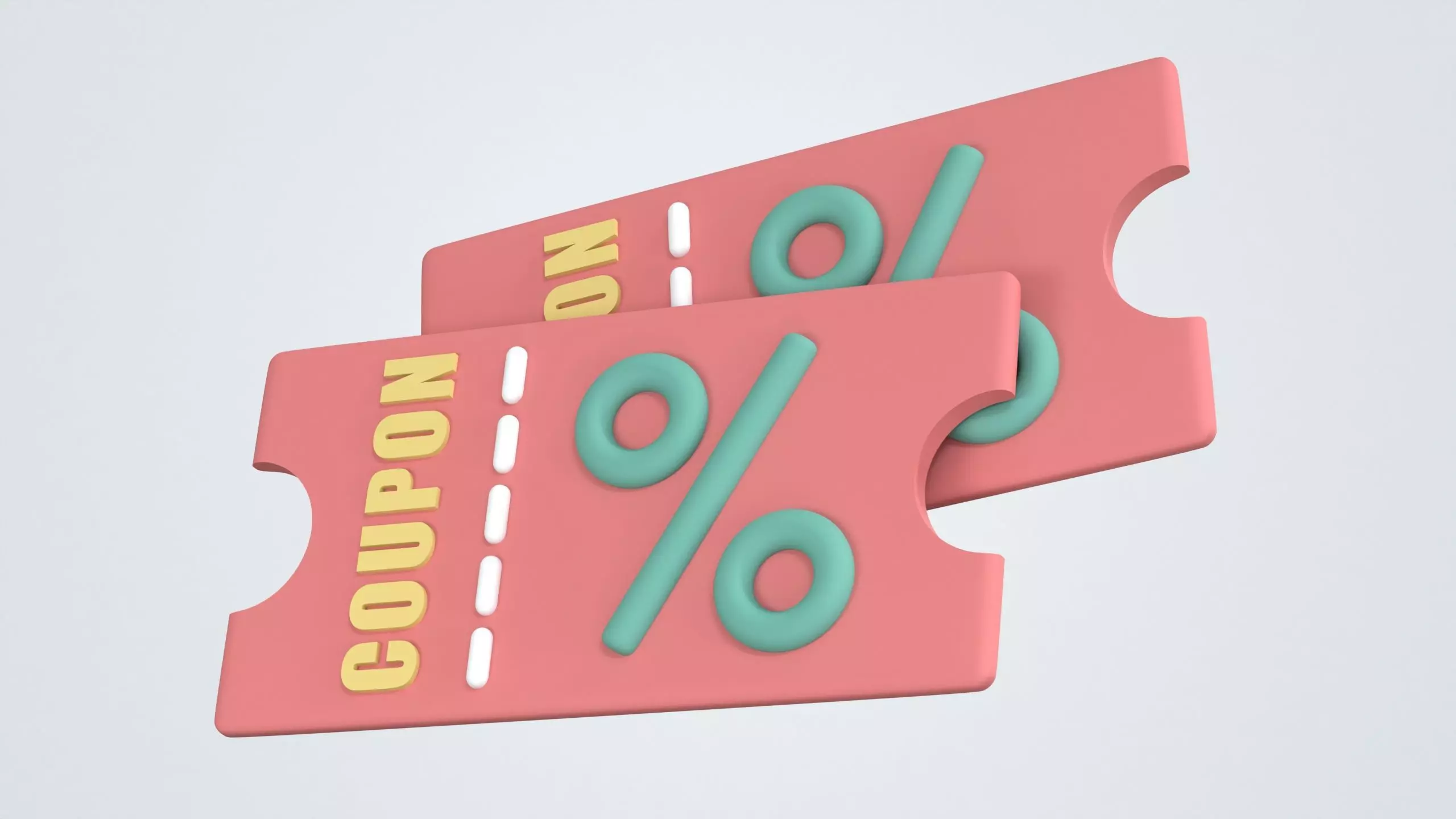 Discount Coupon Ticket 3D Icon 3D model_0