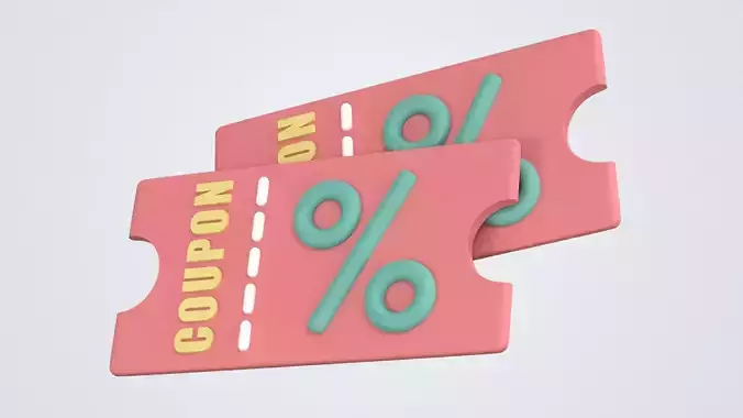 Discount Coupon Ticket 3D Icon
