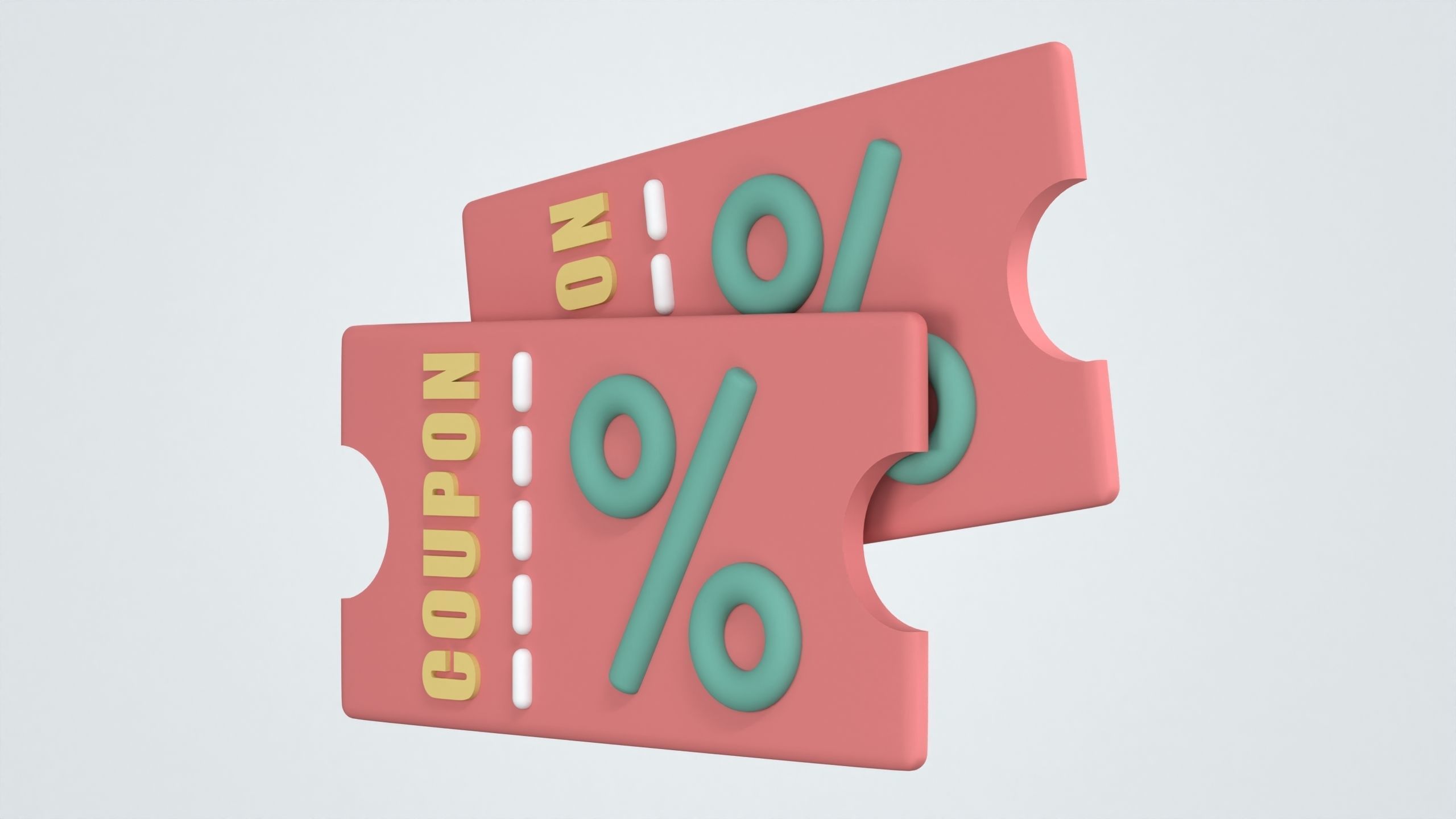 Discount Coupon Ticket 3D Icon 3D model_1