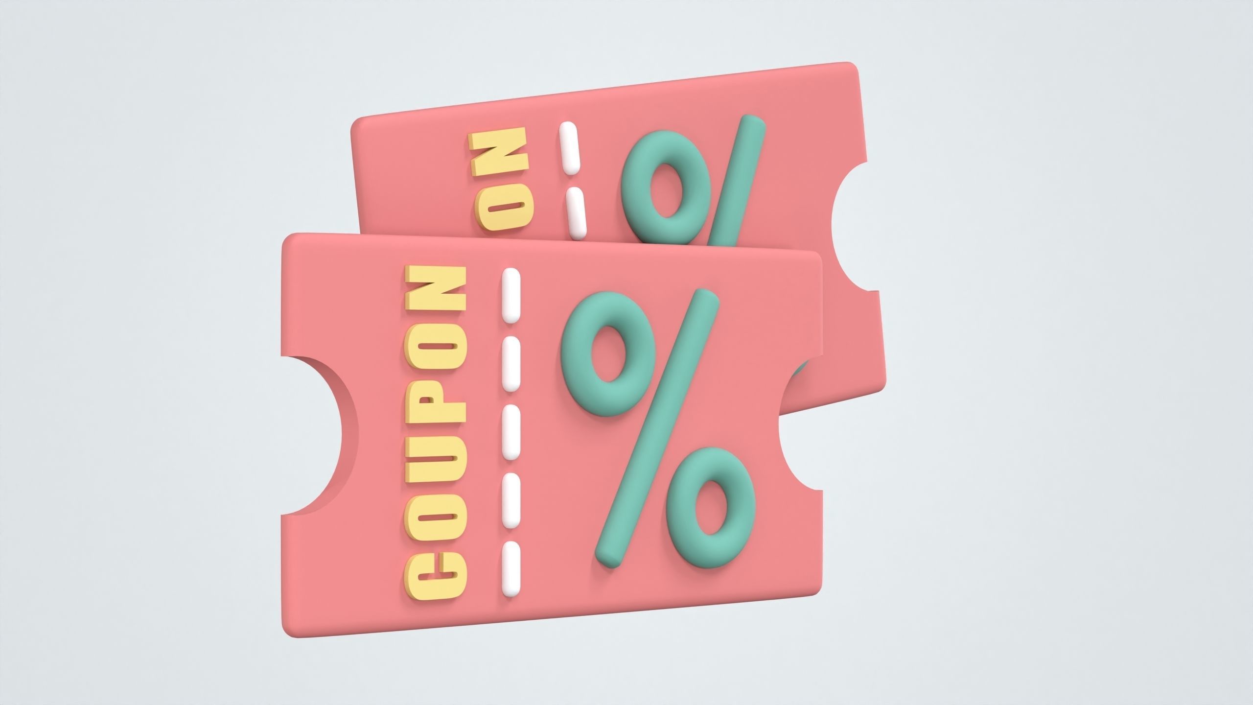 Discount Coupon Ticket 3D Icon 3D model_2