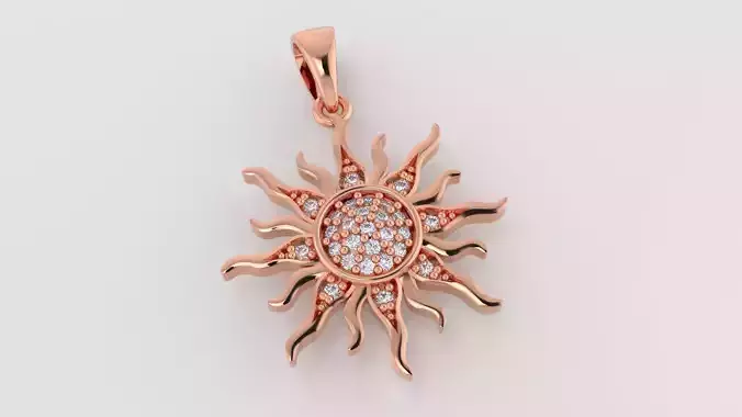 3dm and stl sun pendant printable jewelry model