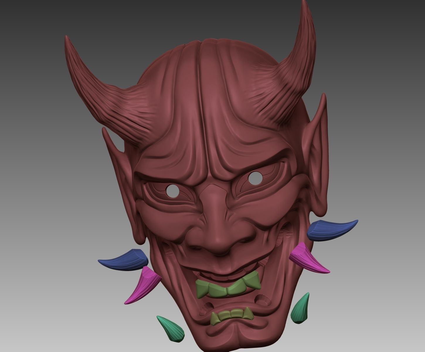 Oni Mask Mascara Samurai 3D model 3D printable | CGTrader, image size:1450x1200