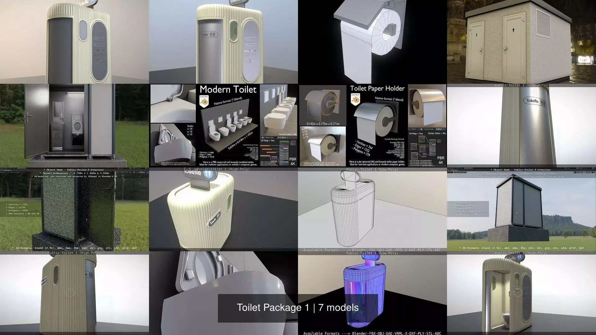 Toilet Package 1 3D Model Collection_7