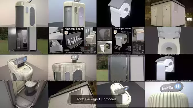 Toilet Package 1 3D Model Collection