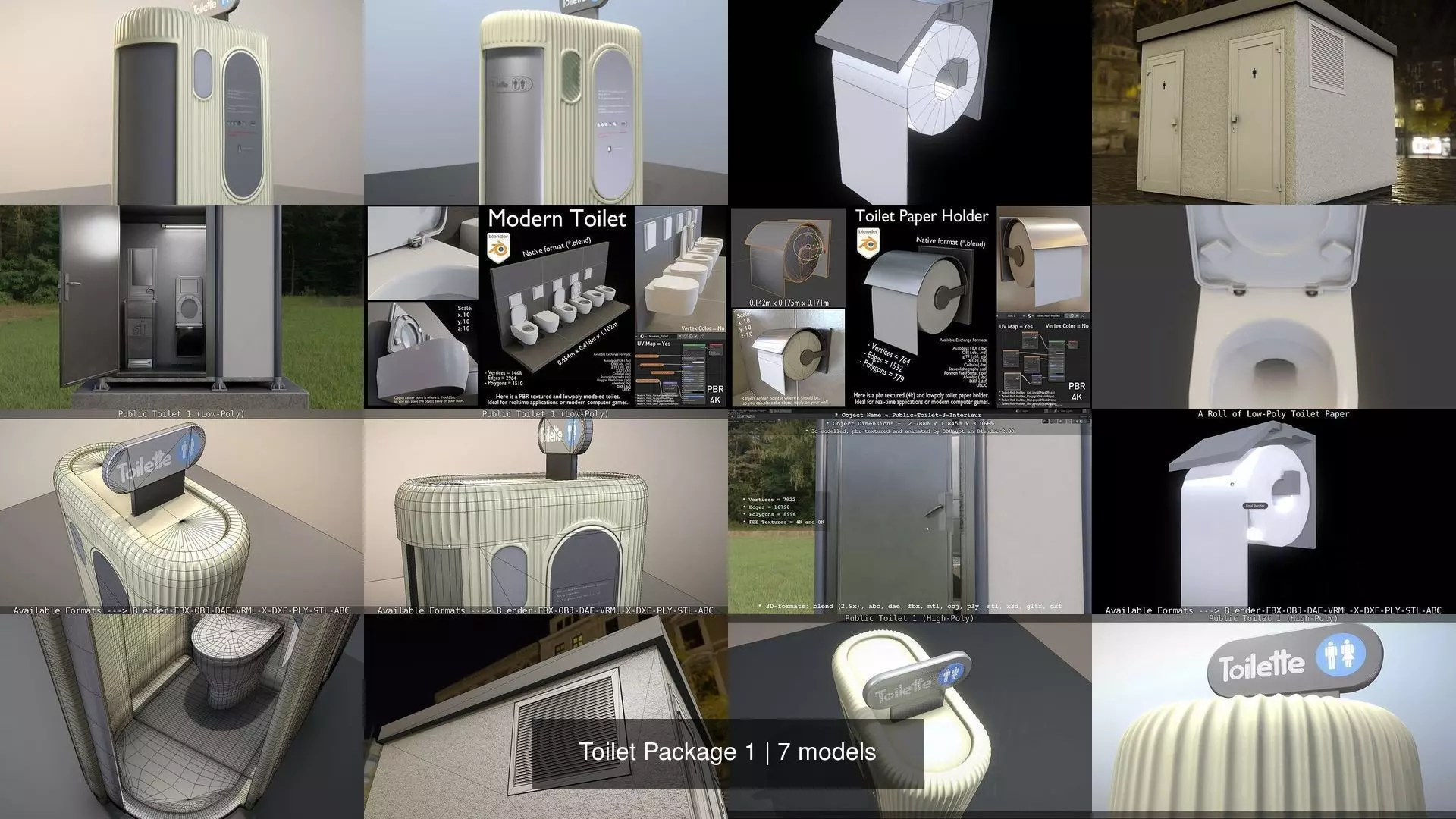 Toilet Package 1 3D Model Collection_0