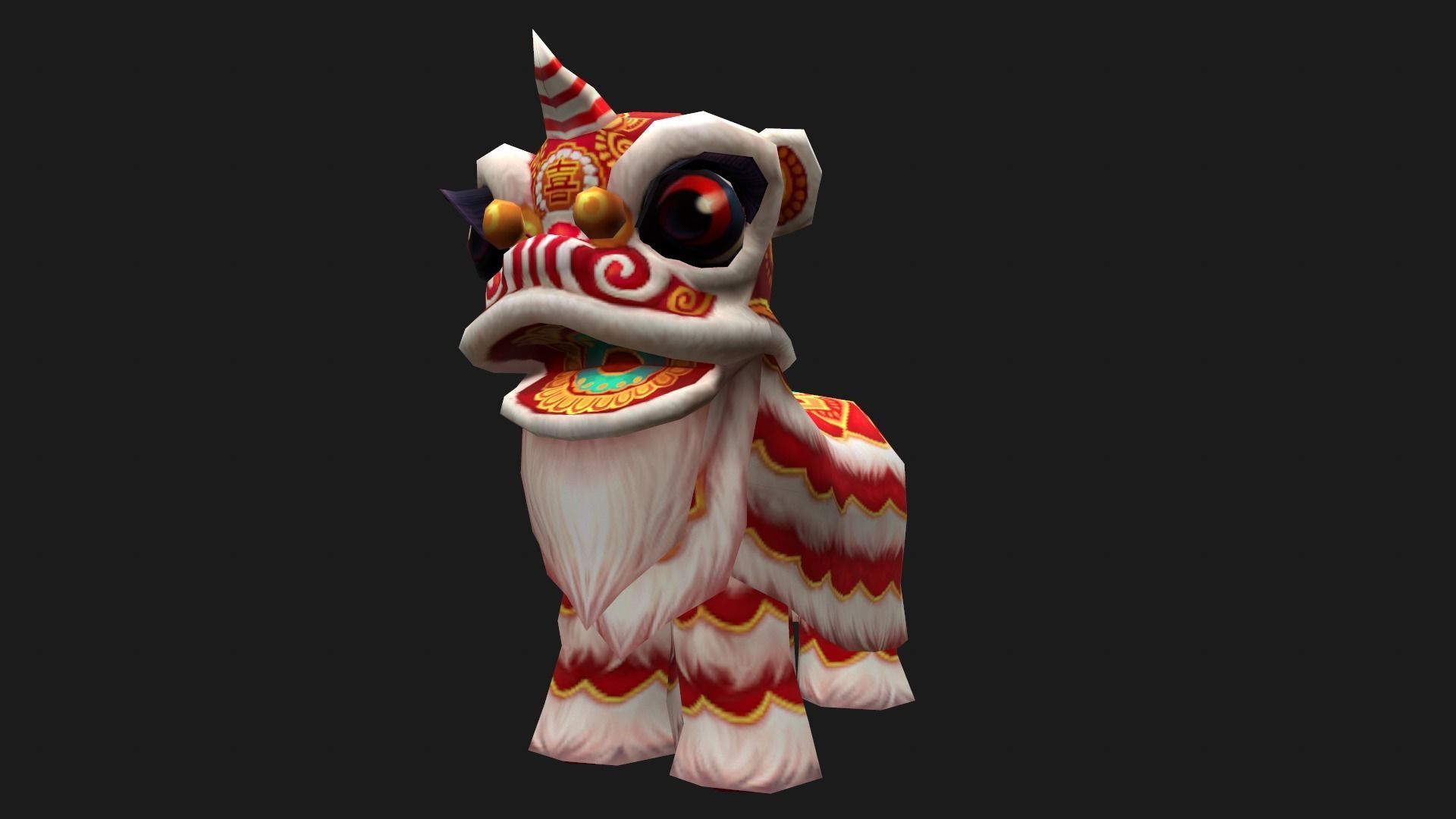 Animated Lion dance Low-poly 3D model_7