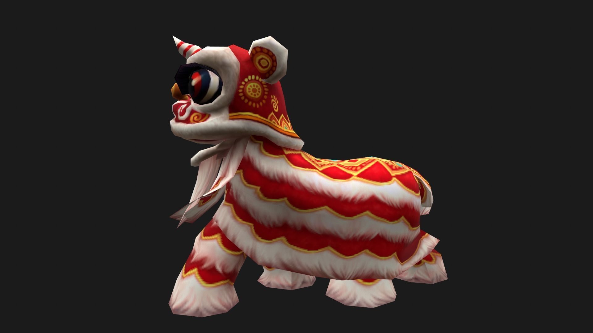 Animated Lion dance Low-poly 3D model_8