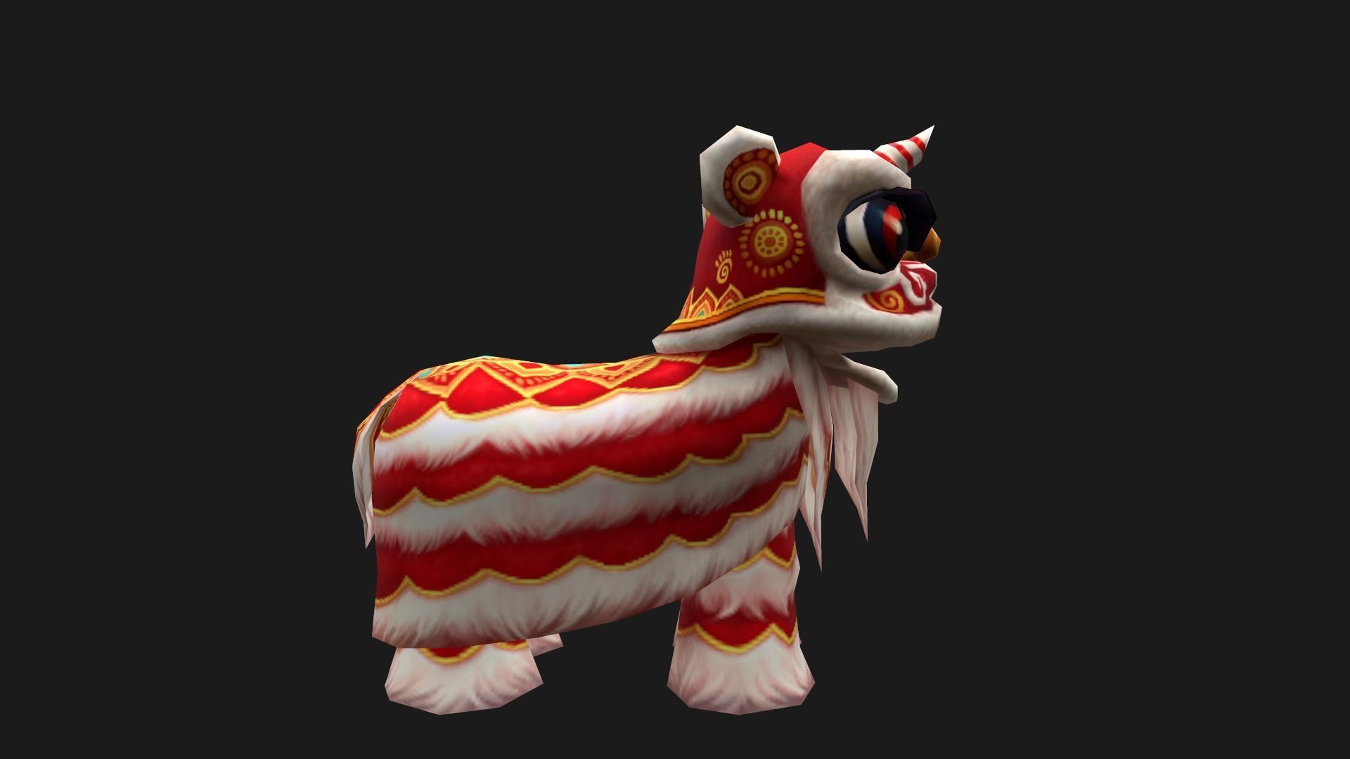 Animated Lion dance Low-poly 3D model_3