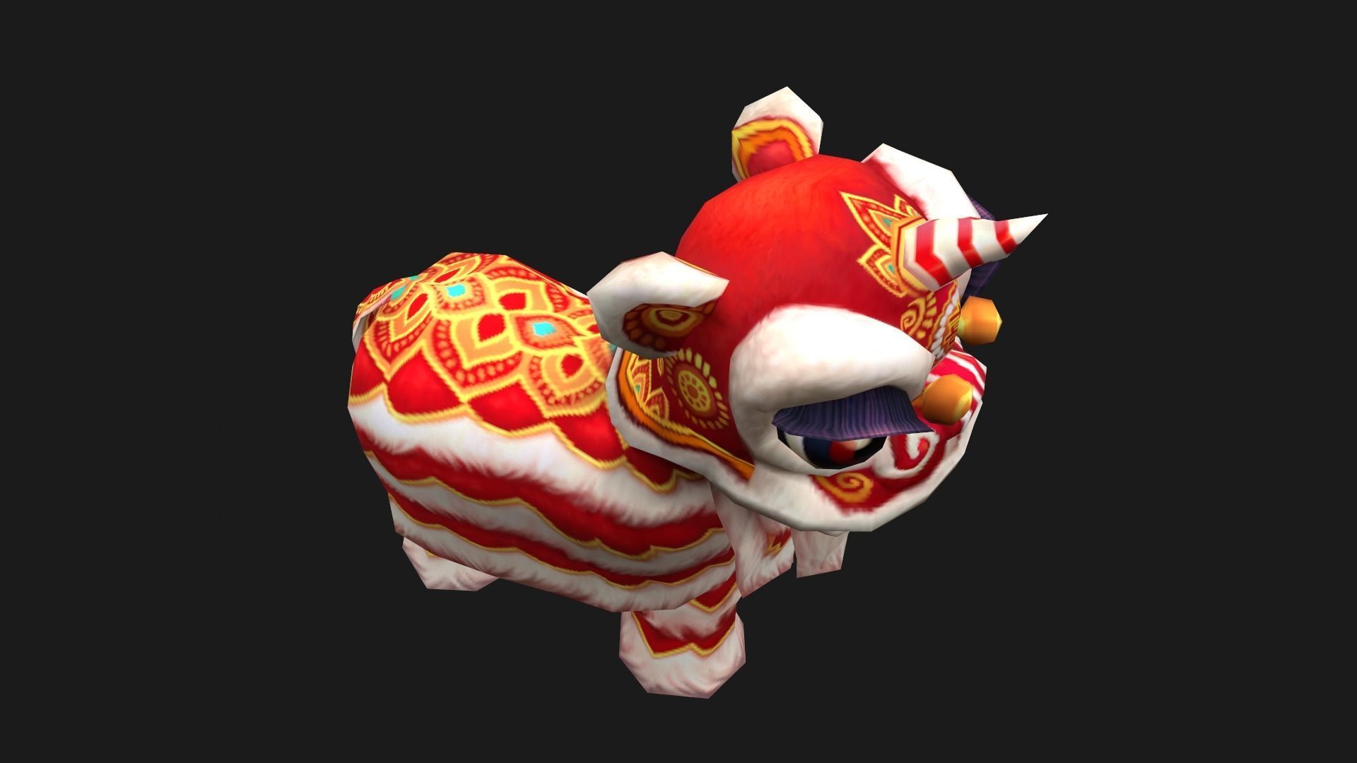 Animated Lion dance Low-poly 3D model_6