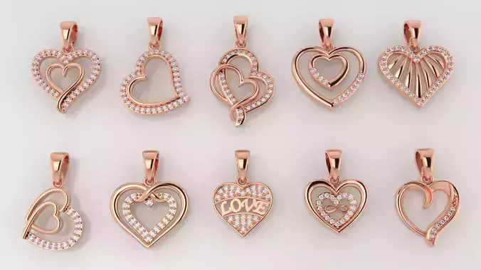3dm and stl heart pendant printable jewelry model