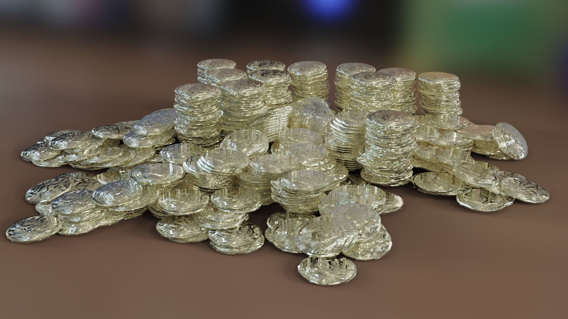 Golden Coin Pile 02 Low-poly 3D model_7