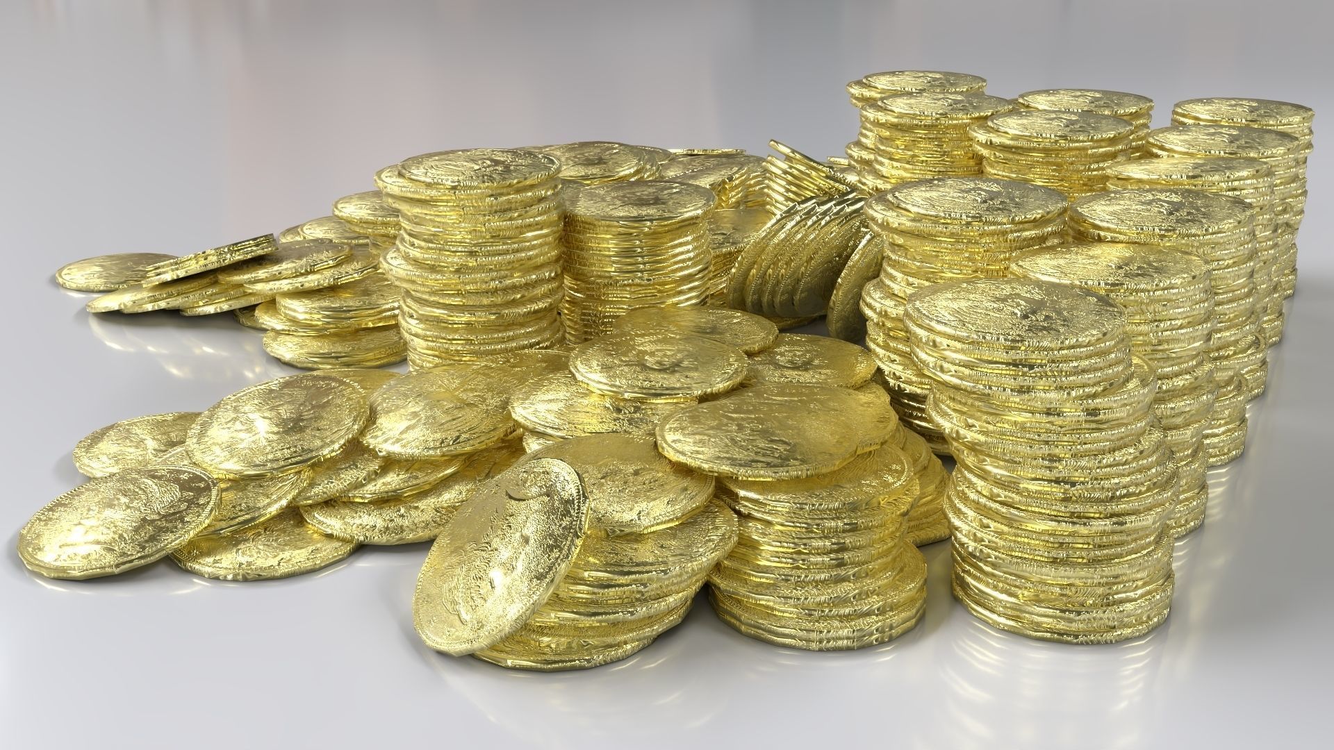 Golden Coin Pile 02 Low-poly 3D model_3
