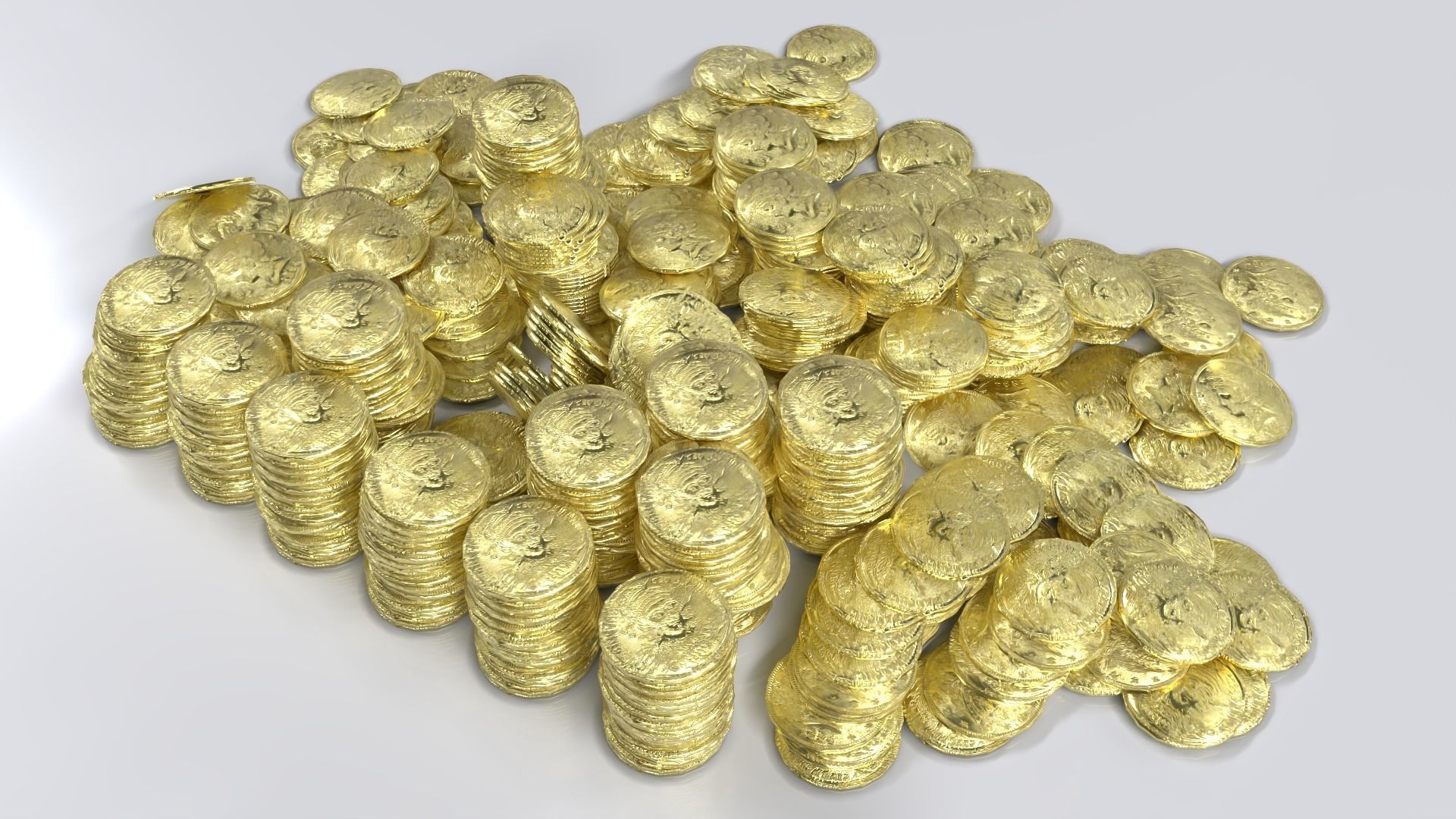 Golden Coin Pile 02 Low-poly 3D model_5