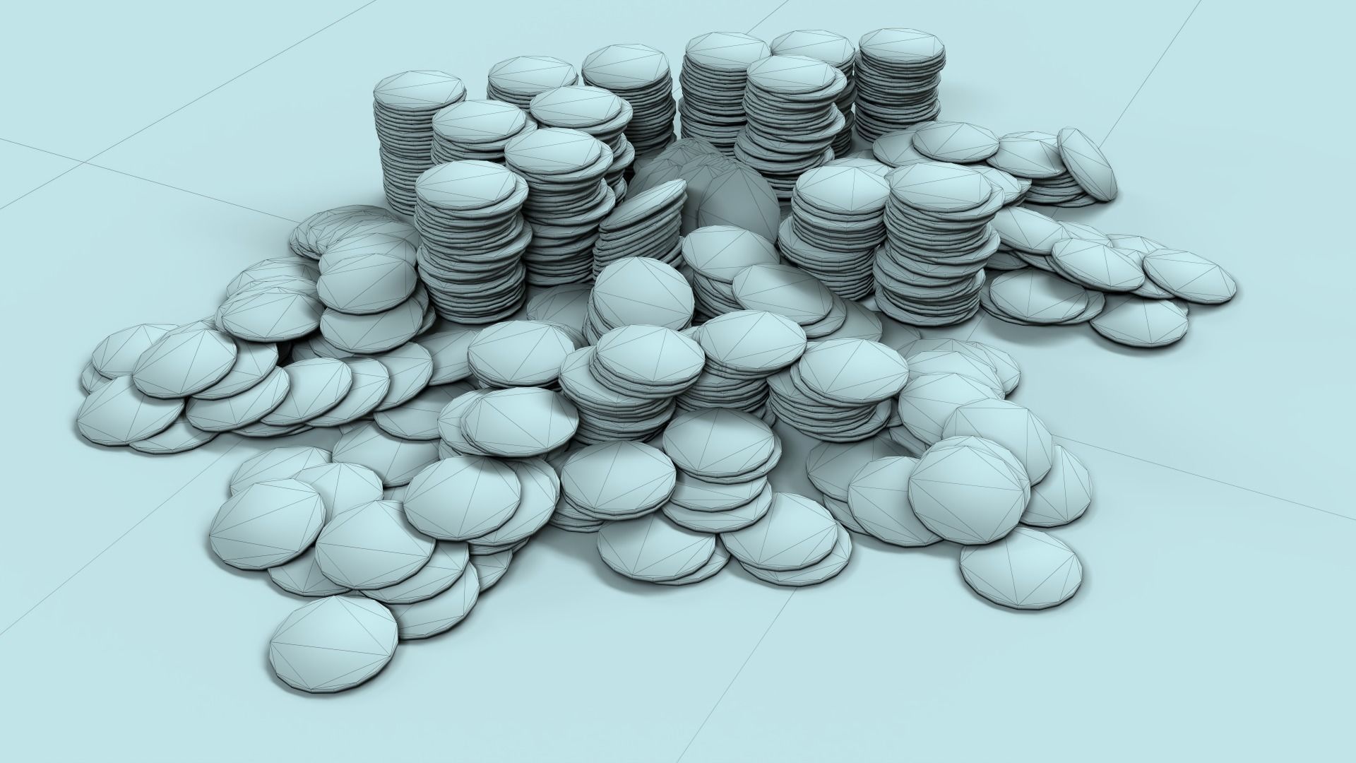 Golden Coin Pile 02 Low-poly 3D model_8