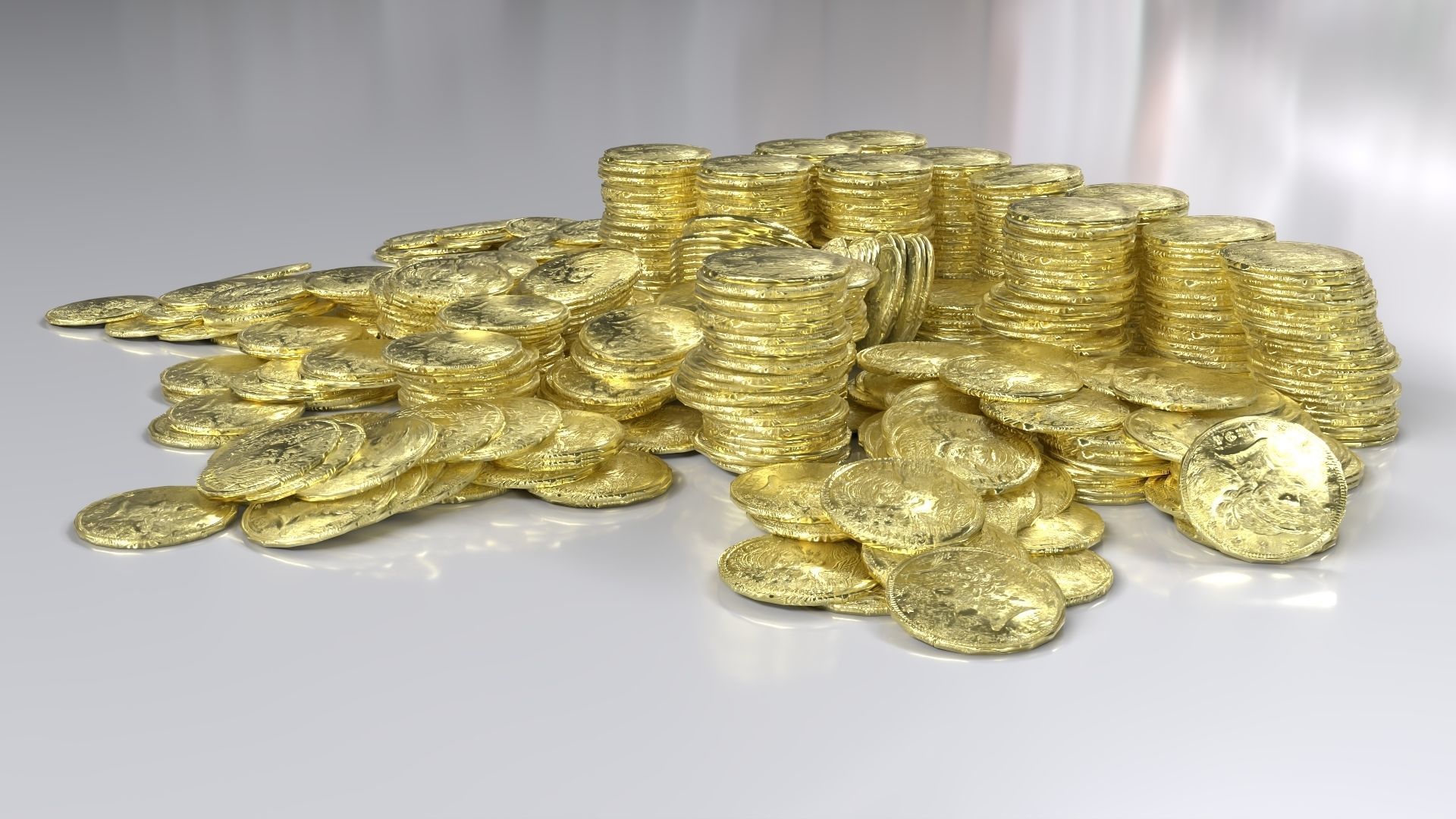 Golden Coin Pile 02 Low-poly 3D model_1